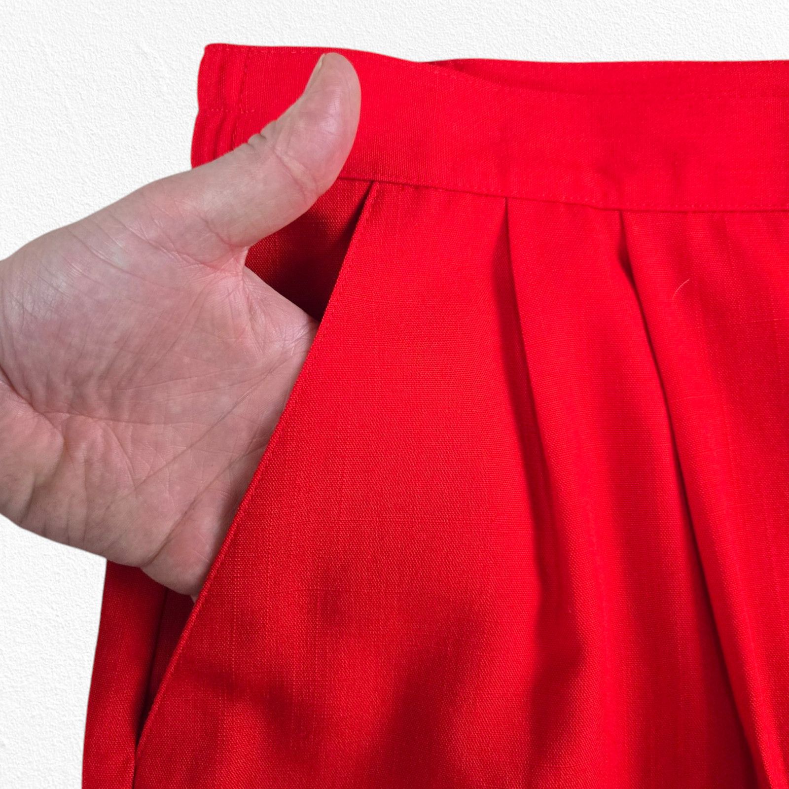 Vintage Vintage Red Pleated Front Career Skirt Size 14 Size 36" / US 14 / IT 50 - 5 Thumbnail