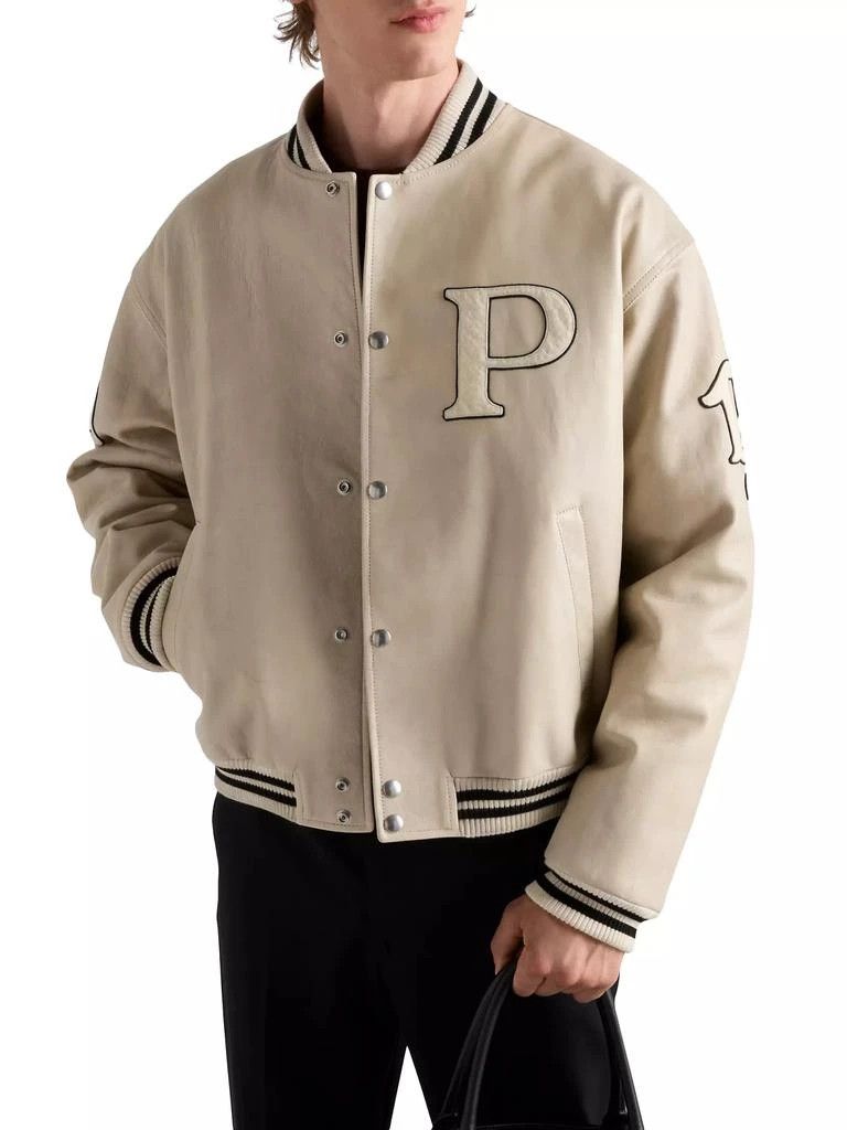 Prada o1la1rc1a0925 Padded Leather Bomber Jacket in Beige Size US S / EU 44-46 / 1 - 4 Thumbnail