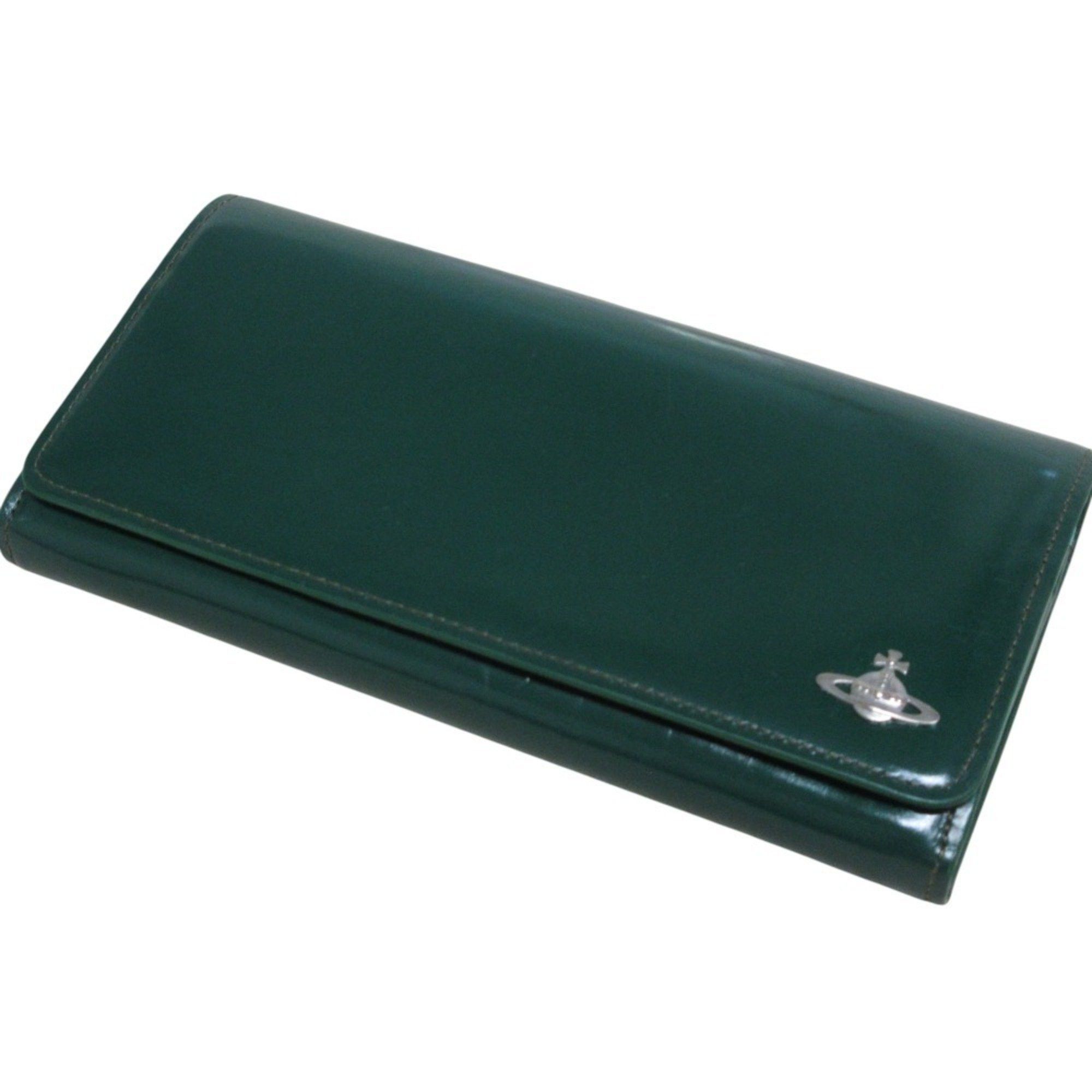 Vivienne Westwood Leather Long Wallet Bi-fold Green Women's