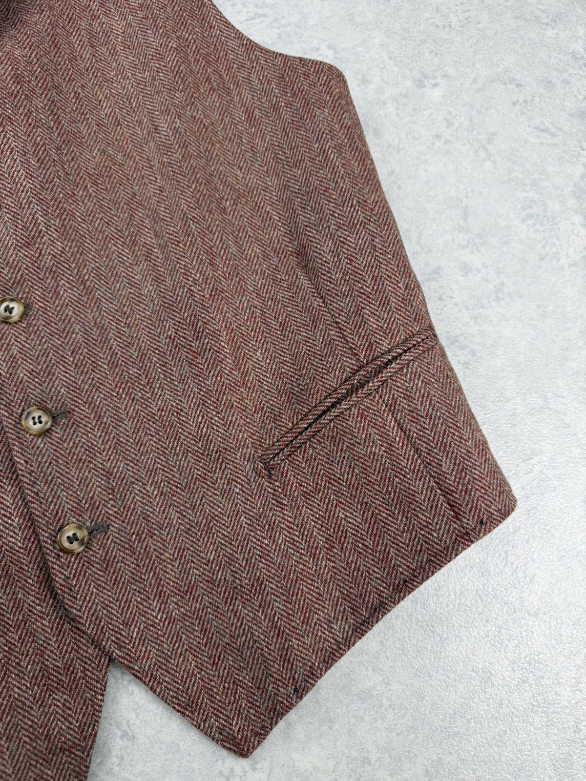 Other Tessitore Napoli Mens Wool Herringbone Vest Burgundy Size 42R - 2 Thumbnail