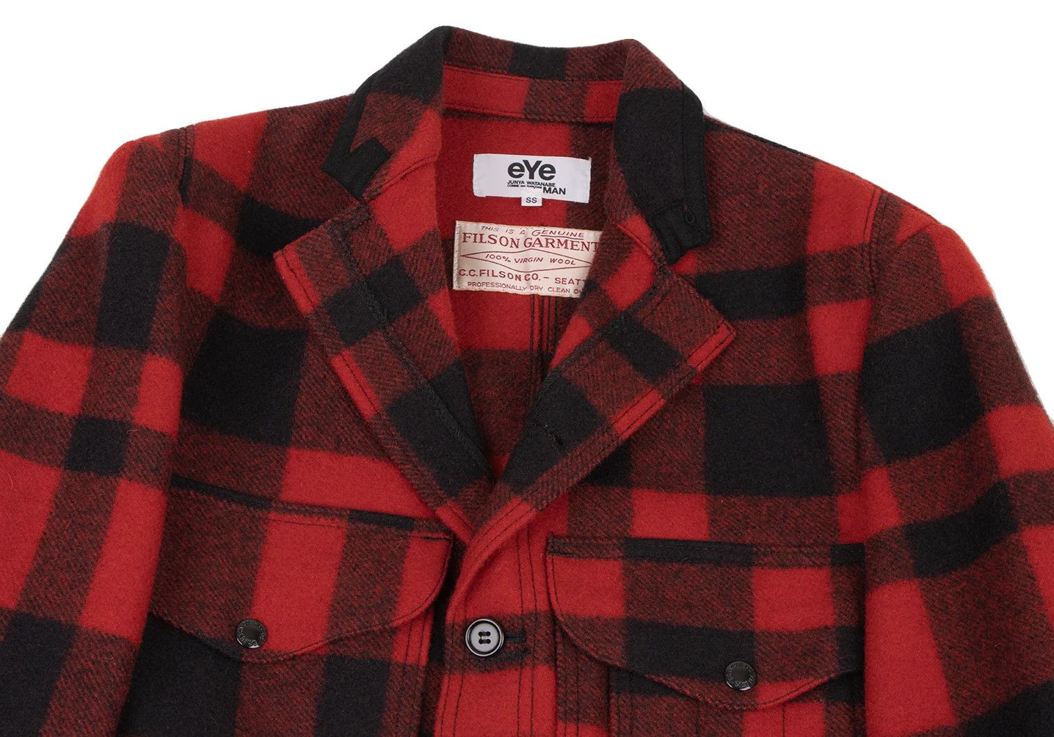 Junya Watanabe Checkered Leather Elbow Patch Jacket Red and Black Size US M / EU 48-50 / 2 - 2 Thumbnail