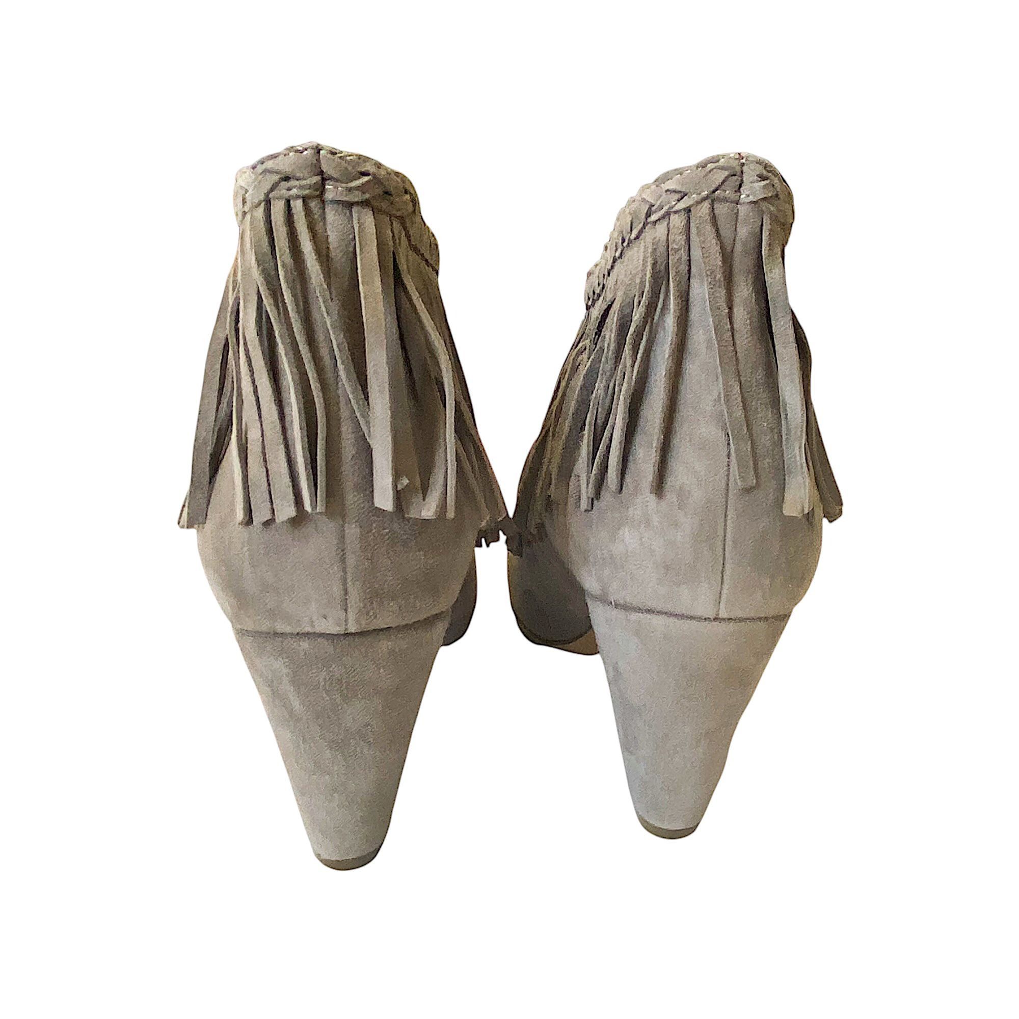 Anine Bing Anine Bing Irmelin Suede Fringe Ankle Boots, Gray/Taupe, S Size US 8 / IT 38 - 5 Thumbnail