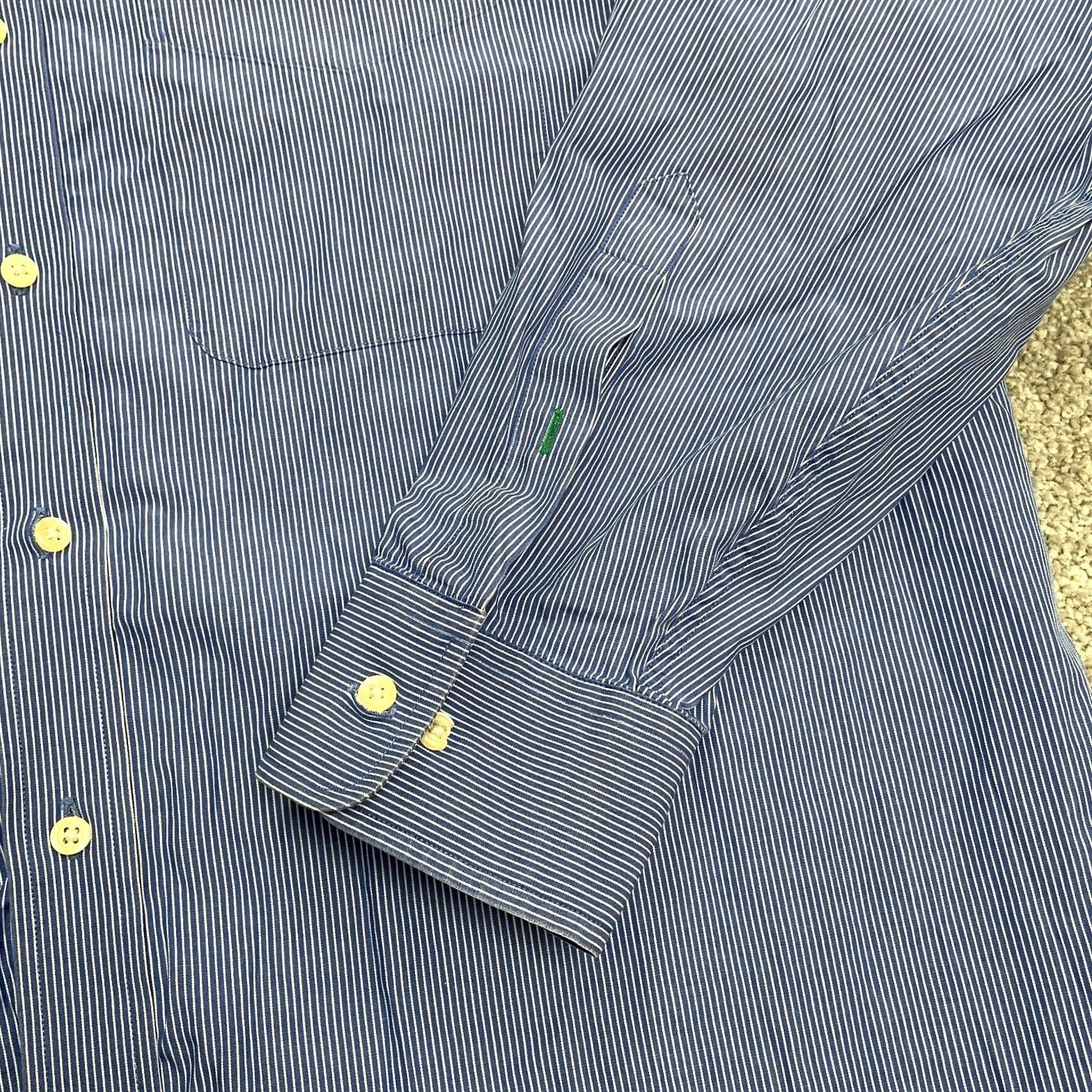Tommy Hilfiger Tommy Hilfiger Dress Shirt Mens XXL Blue Pinstripe Cotton Button-Down 17 32-33/Long Sleeve, Regular Fit, Classic Workwear Size 46R - 5 Thumbnail