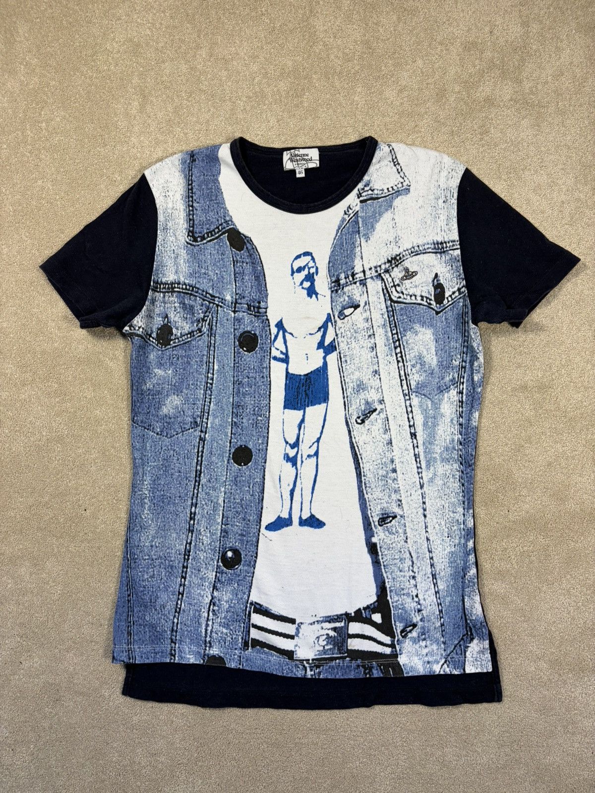 Vivienne Westwood Vivienne Westwood MAN graphic denim print T-shirt in blue Size US S / EU 44-46 / 1 - 1 Thumbnail