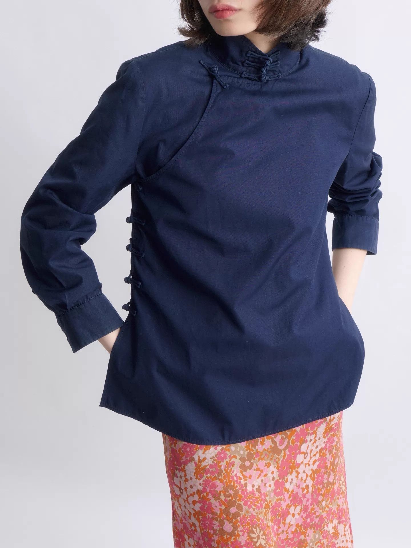 Miu Miu MIU MIU 2003 SS Navy Blue Slanted Placket Frog Jacket Size S / US 4 / IT 40 - 1 Thumbnail