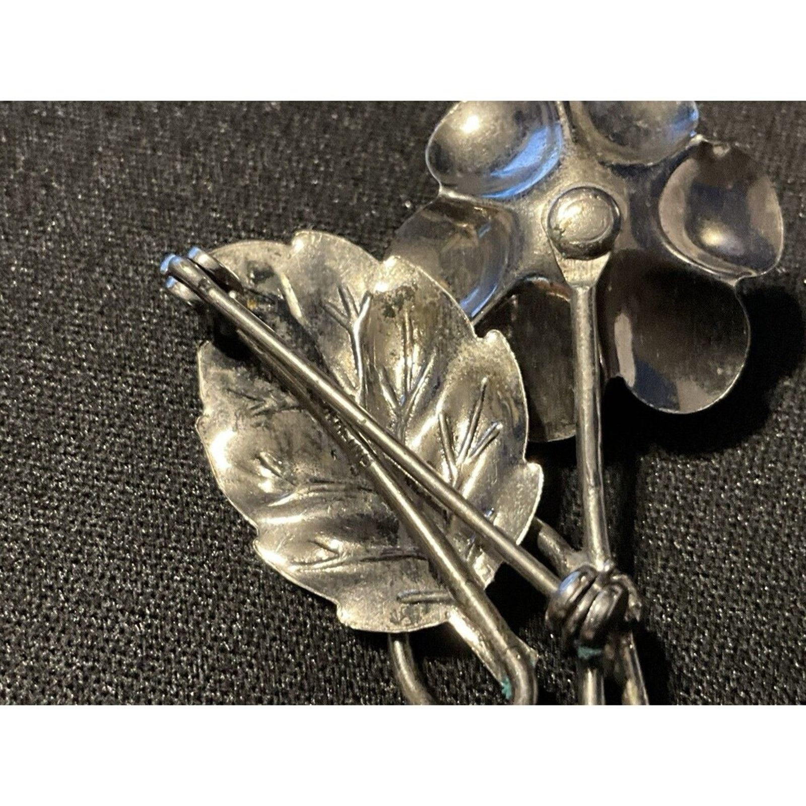 Other Vintage Sterling Silver Rose Brooch Signed Size ONE SIZE - 5 Thumbnail