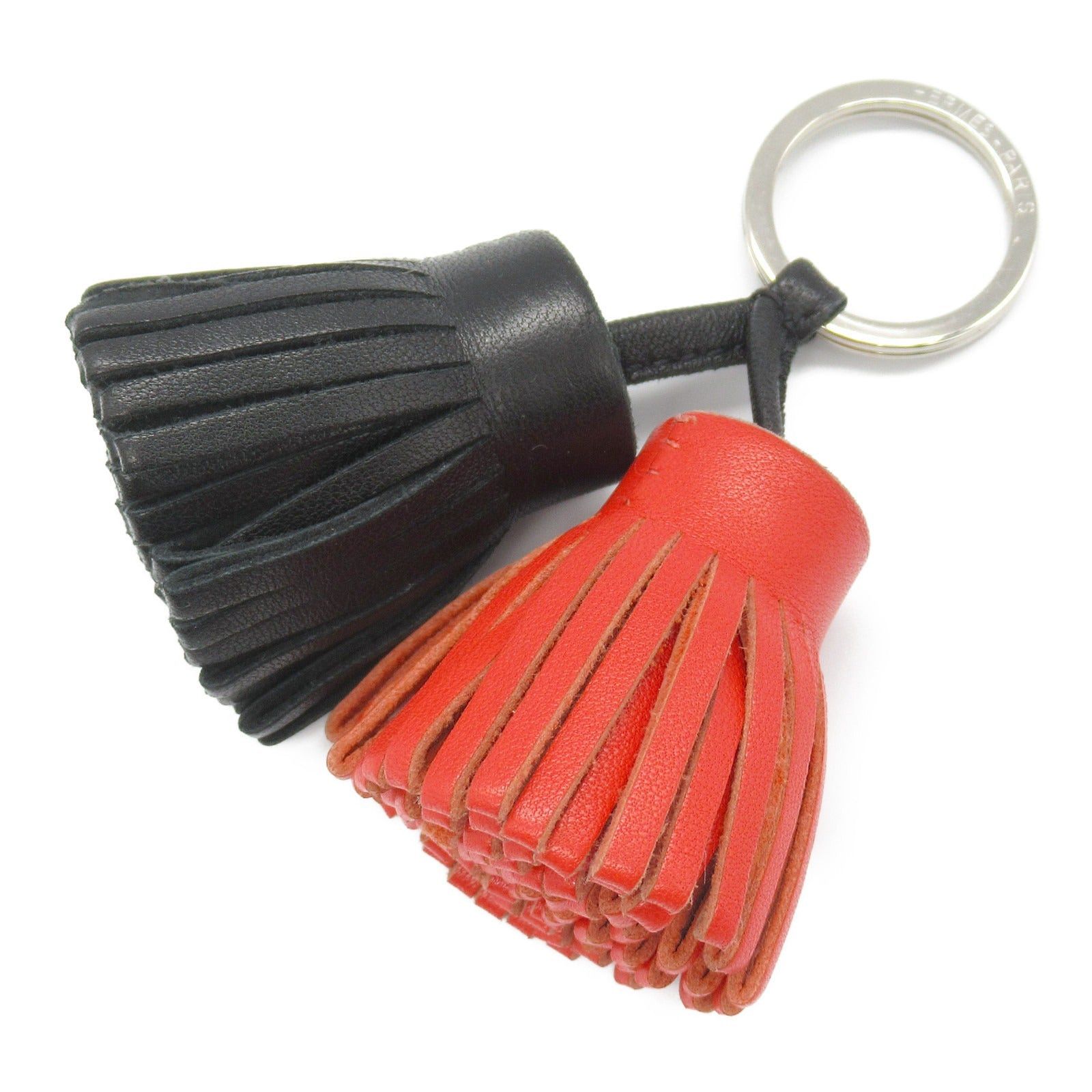 Hermes Hermes Carmen Unodos Black X Bougainvillea Key Ring Leather Aagneau Red Silver Hardware Size ONE SIZE - 1 Thumbnail