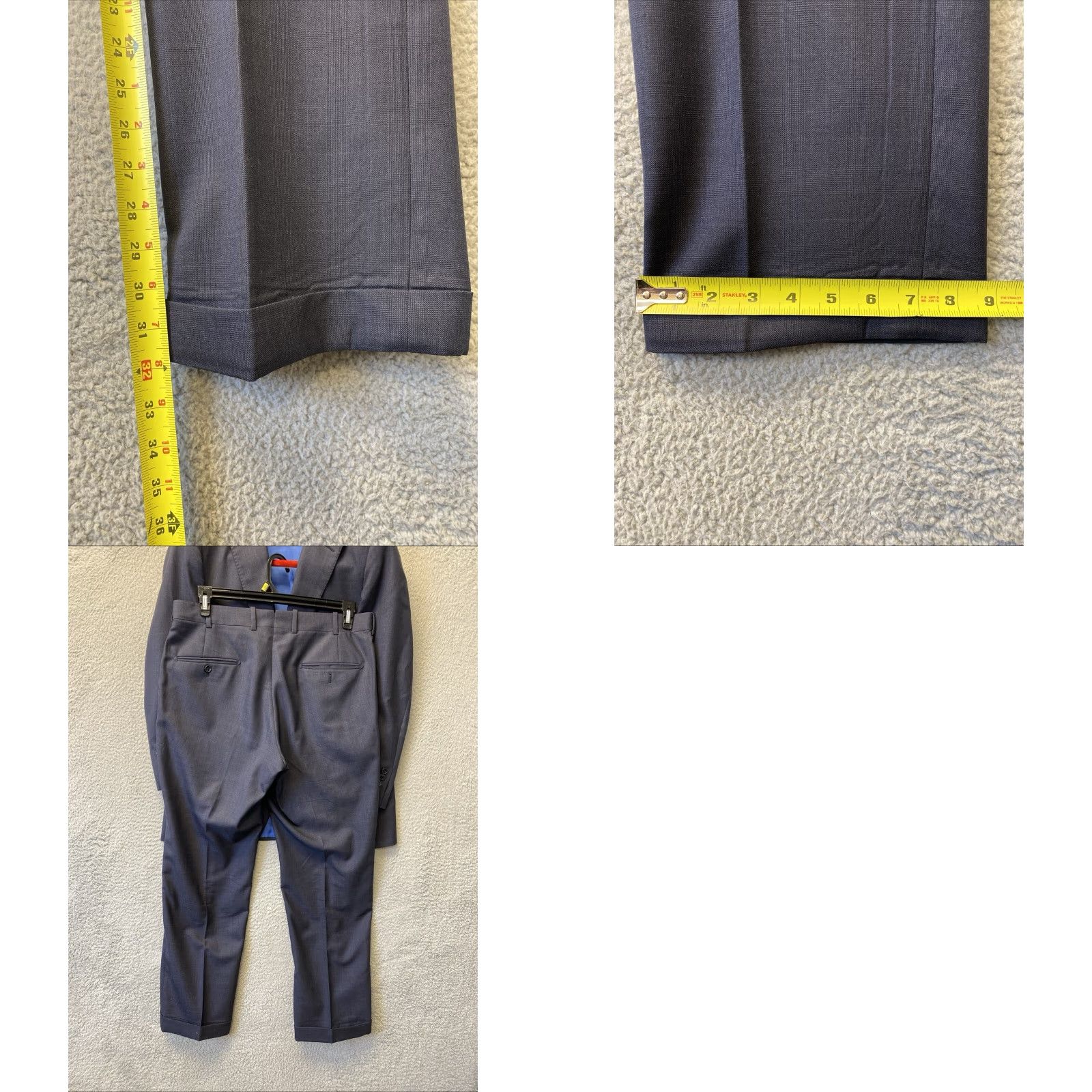 Vintage VINTAGE Tom James Navy Wool Suit Slim 2Btn Executive Collection 40R/35x32 Men’s Suit Size 34R - 11 Thumbnail