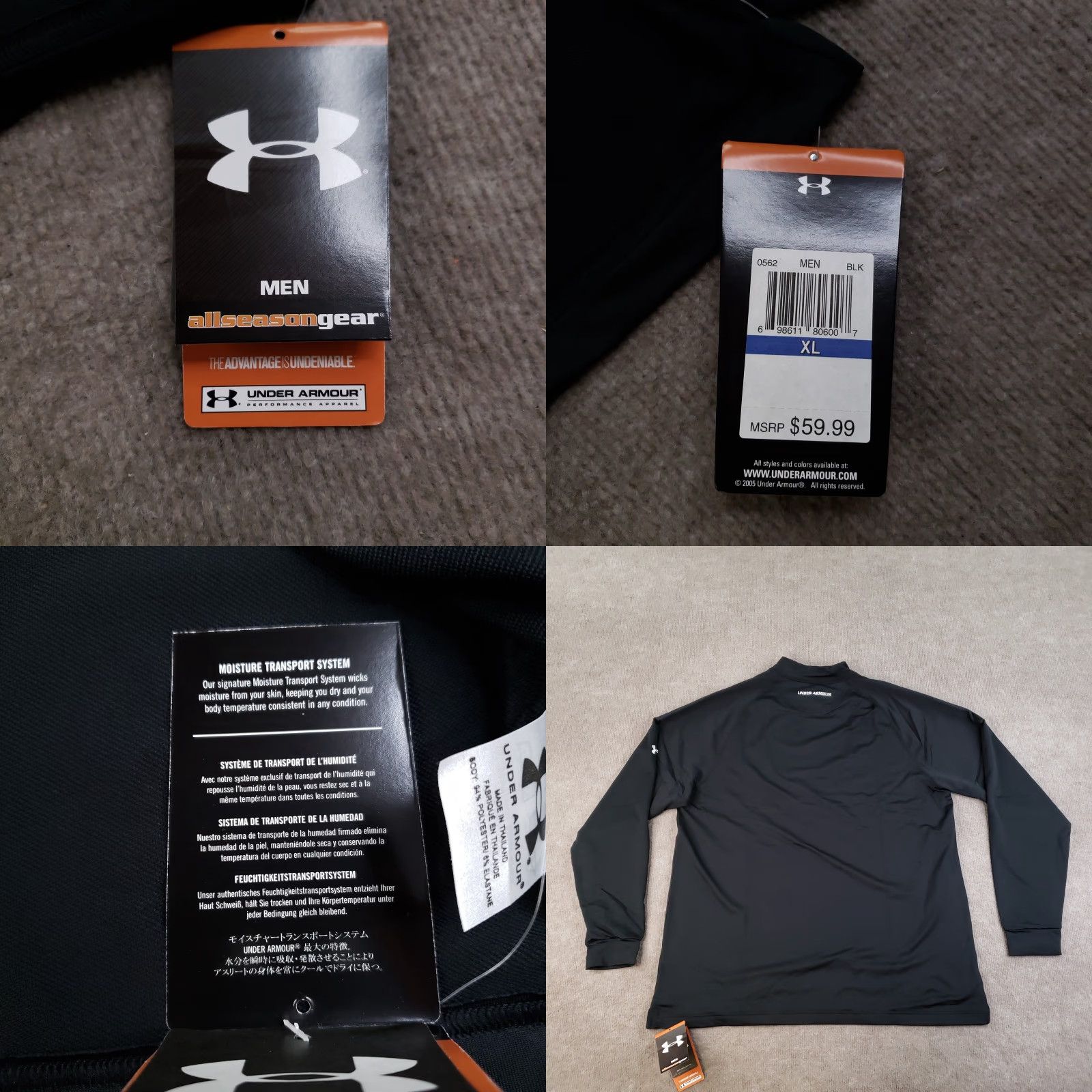 Under Armour Under Armour Shirt Mens XL Black AllSeasonGear Long Sleeve Performance Athletic Size US XL / EU 56 / 4 - 8 Thumbnail