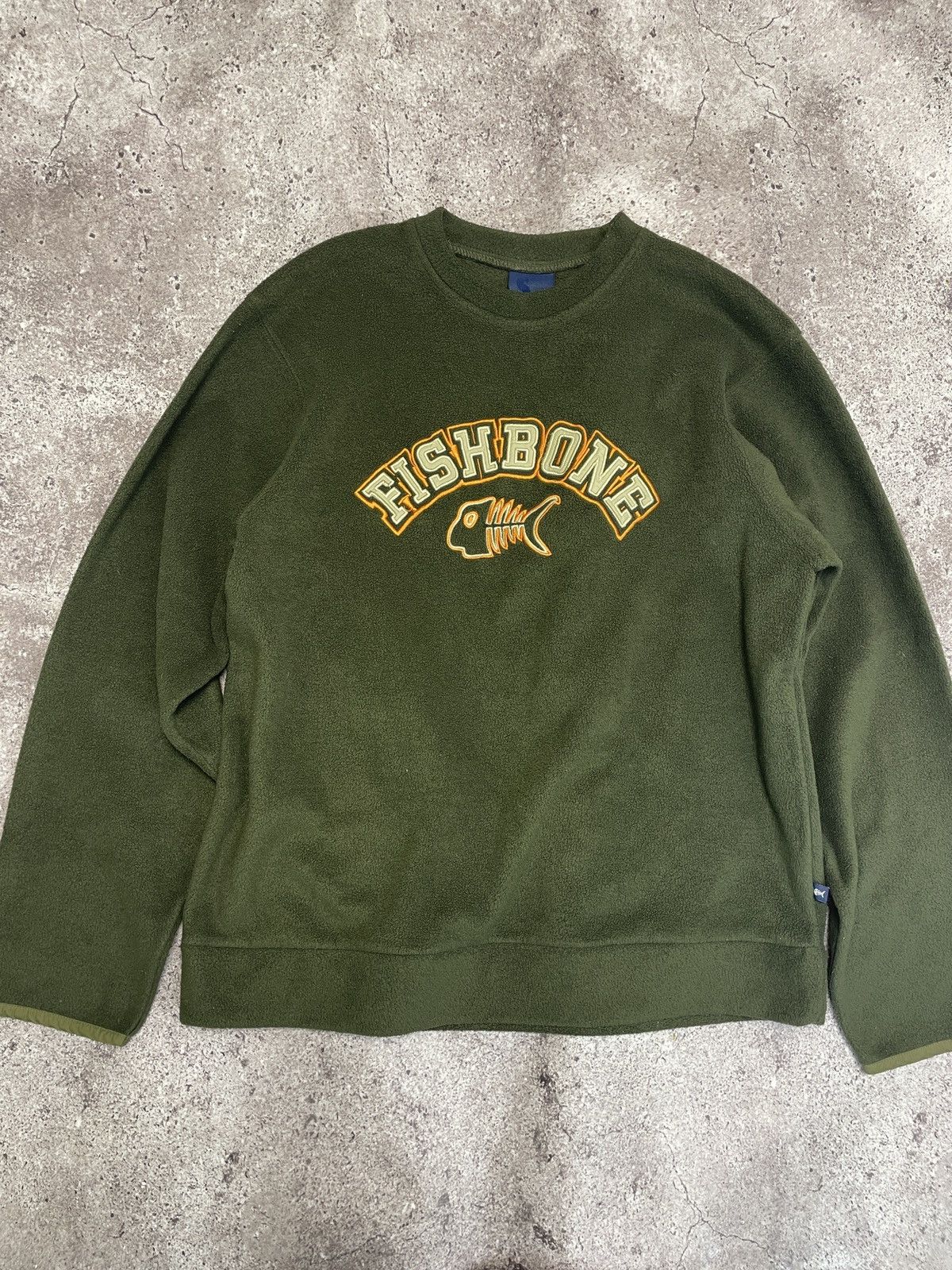 image of Skategang Fishbone Central Logo Sweatshirt Y2K in Green, Men's (Size Small)
