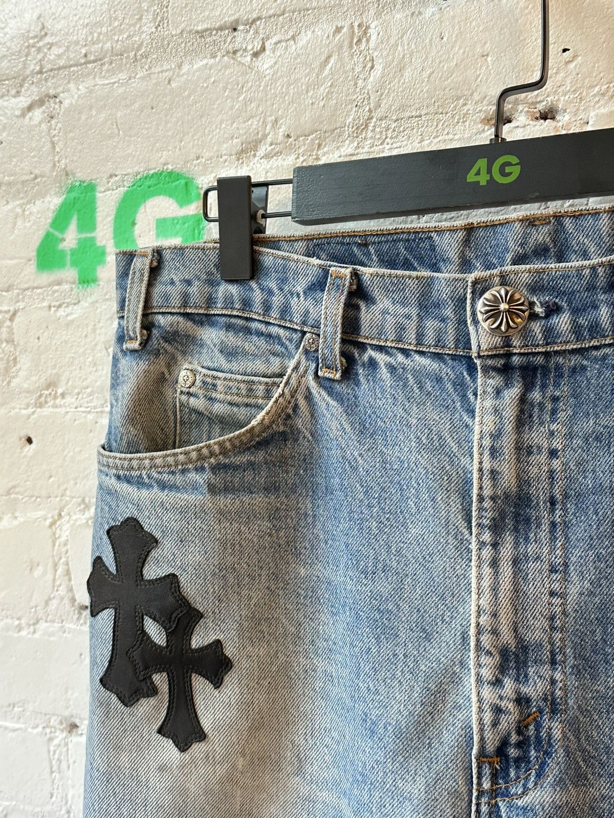 Chrome Hearts CHROME HEARTS LEVI 501 CROSS PATCH JEANS Size US 33 - 2 Thumbnail