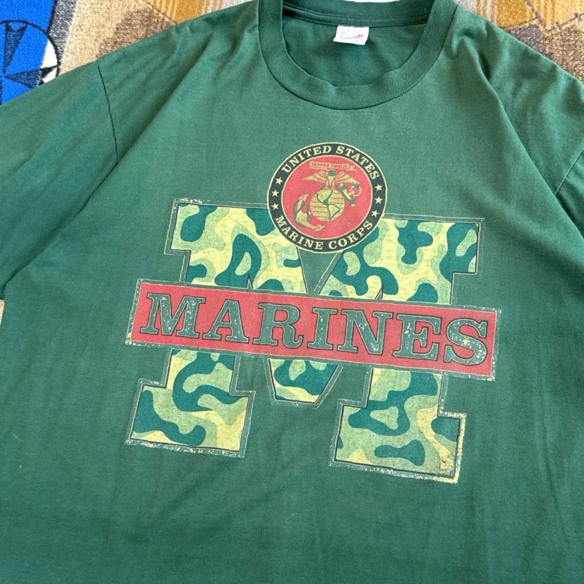 Jerzees VINTAGE Marines T-Shirt Jerzees 90s United States Made In USA XL Green Men Short Sleeve Size XL Size US XL / EU 56 / 4 - 2 Thumbnail