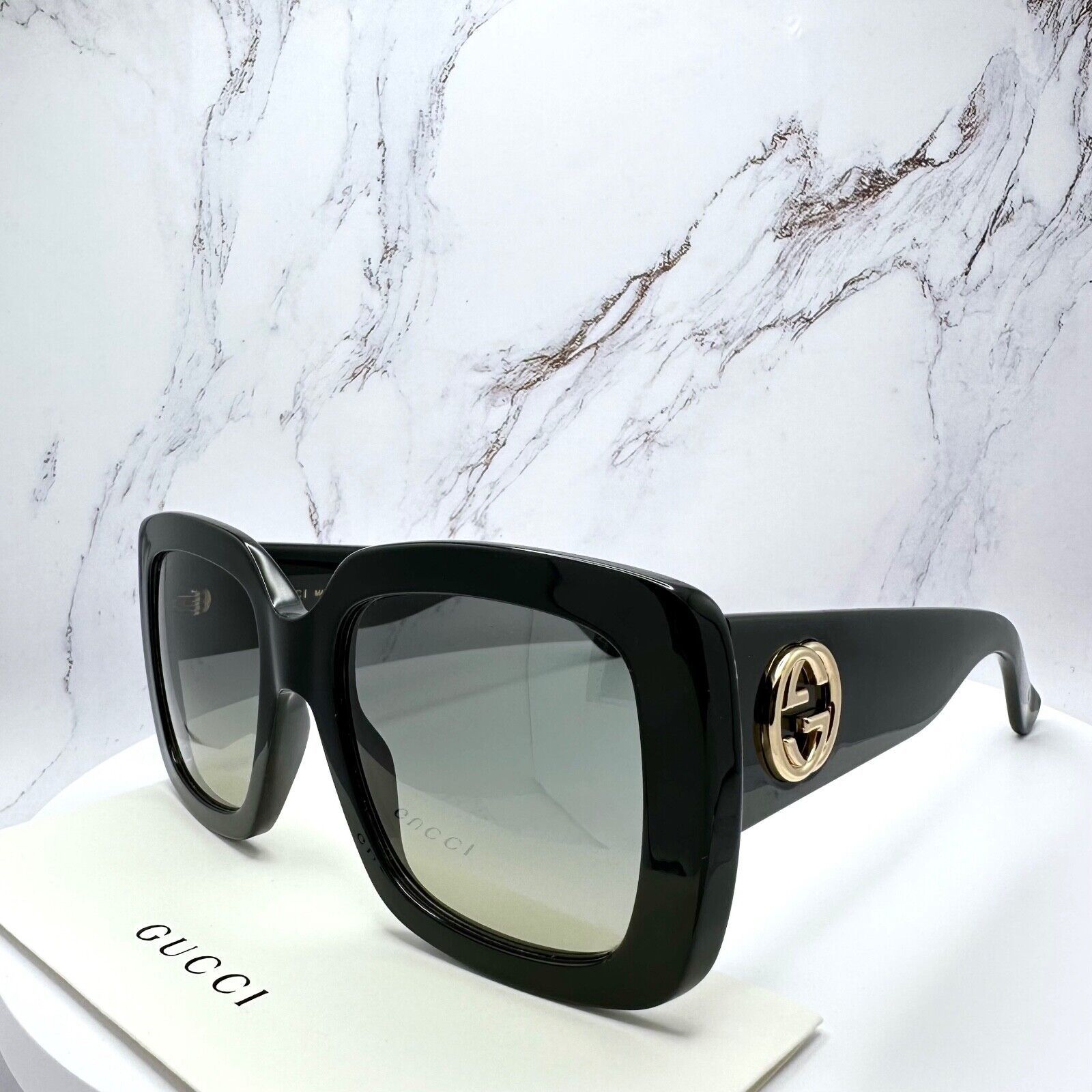 Gucci New Gucci Sunglasses New Black Gold GG Metal Logo Authentic Size ONE SIZE - 18 Thumbnail