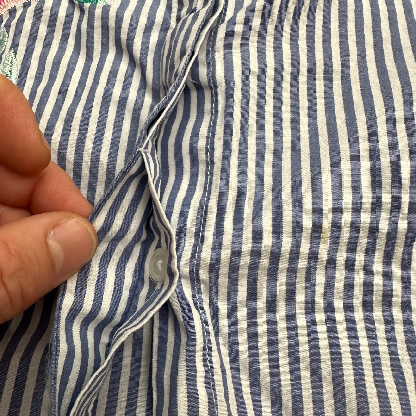 Merona Merona Shirt Womens XS Blue Striped Embroidered Bell Sleeve Button-Up Size XS / US 0-2 / IT 36-38 - 5 Thumbnail