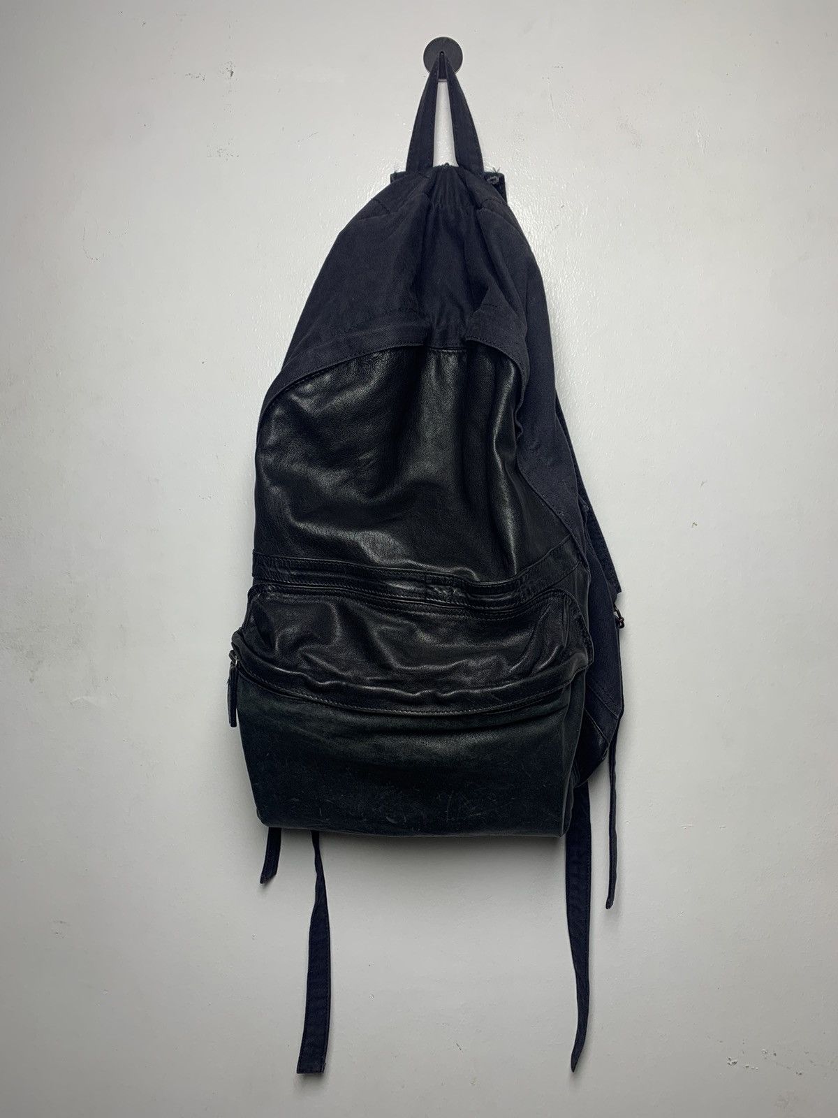 Pre-owned Ann Demeulemeester X Archival Clothing Ann Demeulemeester Leather Backpack In Black