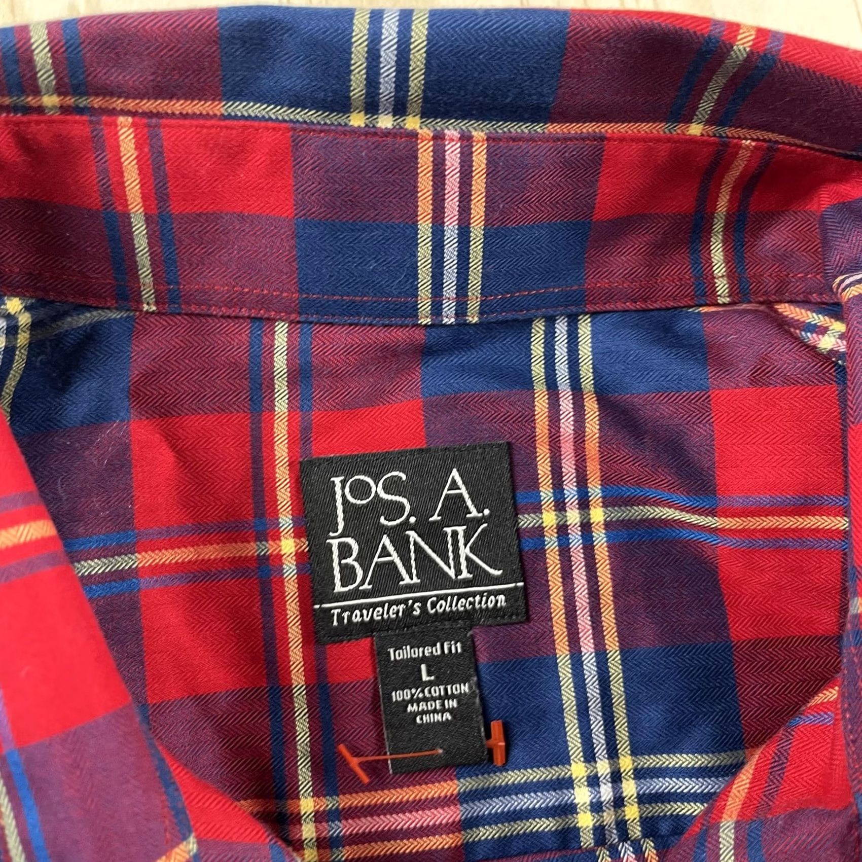 Jos. A. Bank Jos. A. Bank Traveler's Collection Shirt Mens Large Red Plaid Long Sleeve Cotton Shirt Size US L / EU 52-54 / 3 - 2 Thumbnail
