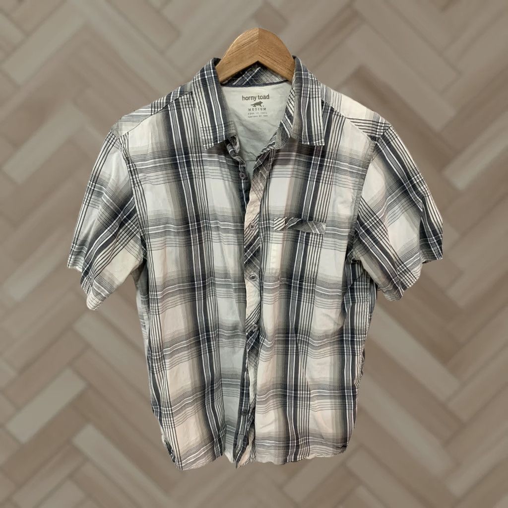 Vintage Horny Toad Plaid Short Sleeve Button Front Shirt Men M Gray Size US M / EU 48-50 / 2 - 1 Thumbnail
