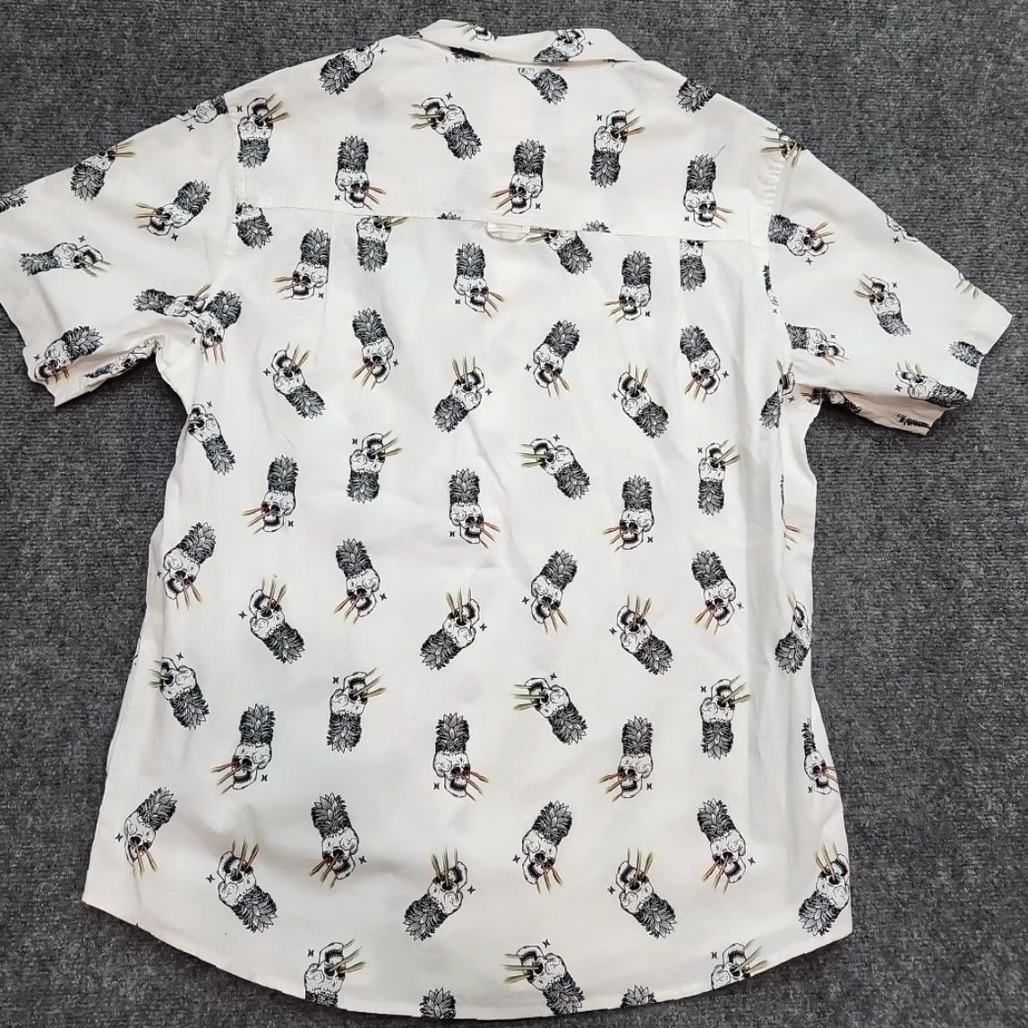 Hurley Hurley Shirt Men Large White Pineapple Skull Rainbow Laser Eyes Button Up Shirt Size US L / EU 52-54 / 3 - 7 Thumbnail
