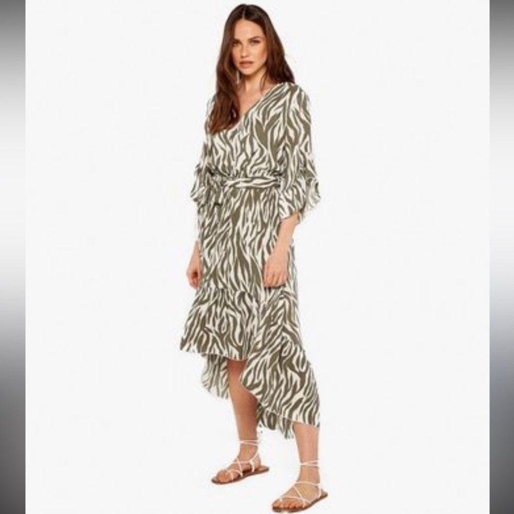 Other APRICOT NWOT Zebra Print Flowy Midi Maxi White Green Dress S Size XXS / US 00 / IT 34 - 1 Thumbnail