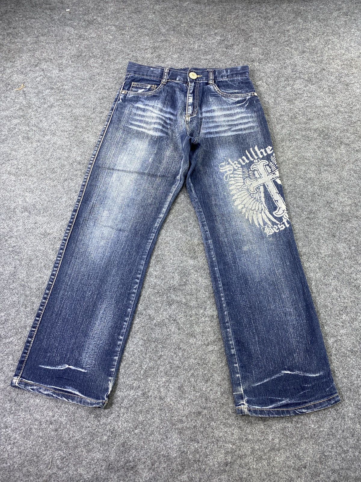Japanese Brand × Jean Flag Stone Blue Wash Jeans - J982 Size US 27 - 2 Thumbnail