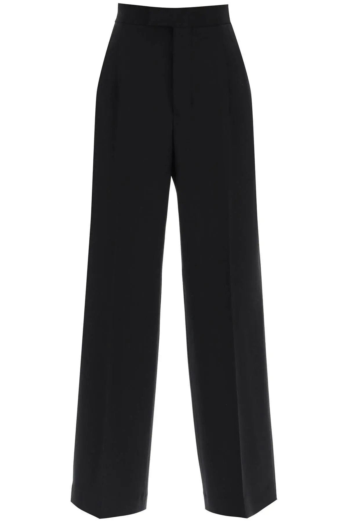 image of Ami O1S22I1N0324 Tailored Wide-Leg Trousers In Black, Women's (Size 26)