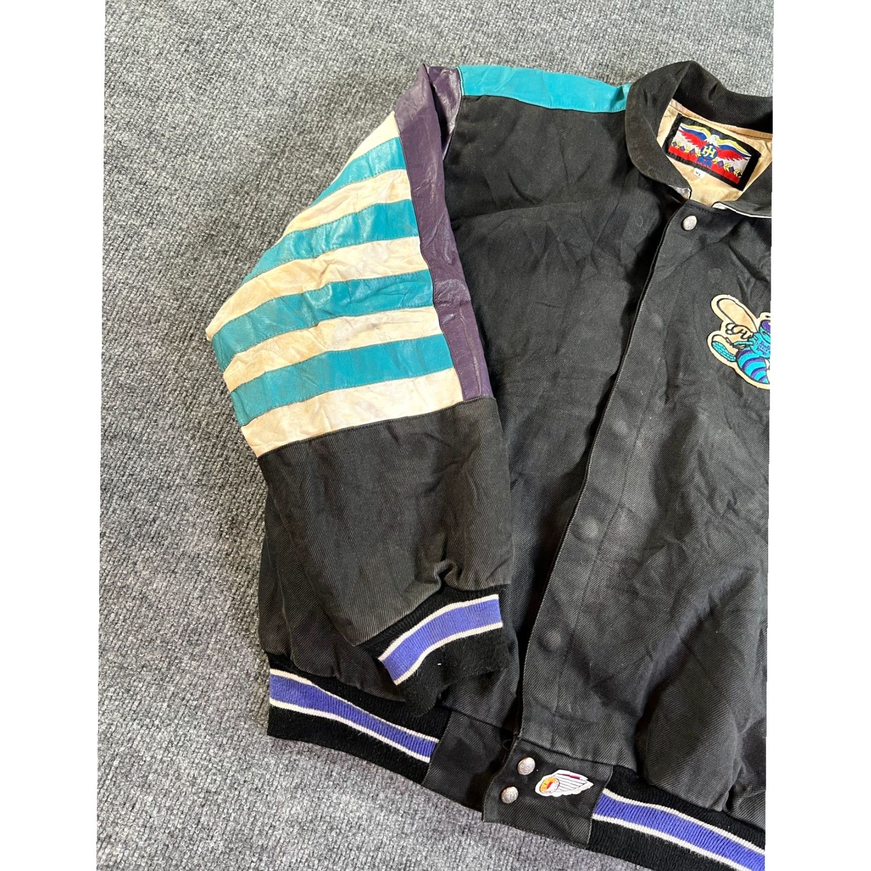 Hamilton VINTAGE Jeff Hamilton Charlotte Hornets Leather 90s Varsity Jacket Mens XL Black Size US XL / EU 56 / 4 - 7 Thumbnail