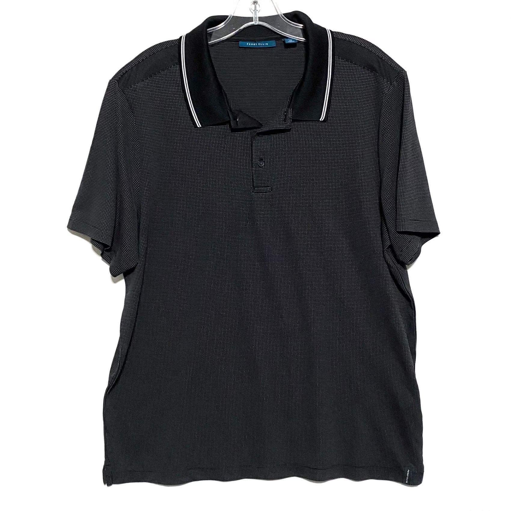 Perry Ellis Perry Ellis Polo Shirt Polka Dot Black Mens L Golf Casual Preppy Shirt Polo Short Sleeve 44in Chest Pullover Buttonless Size US L / EU 52-54 / 3 - 2 Thumbnail