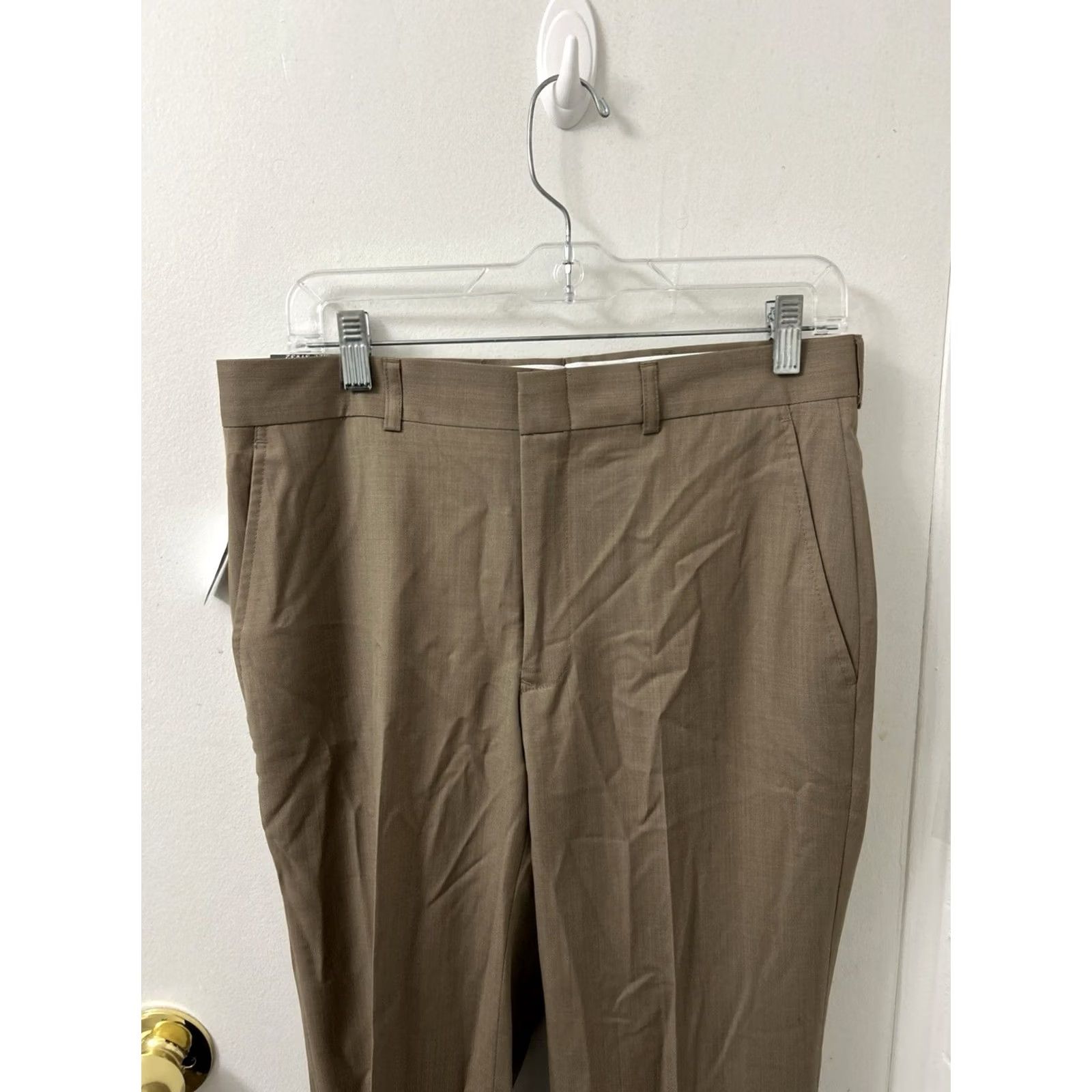 Vintage Jos A Bank Pants Mens 31 Beige 31x32 Tan Wool Traveler Collection YKK NWT MSRP Size US 31 - 7 Thumbnail