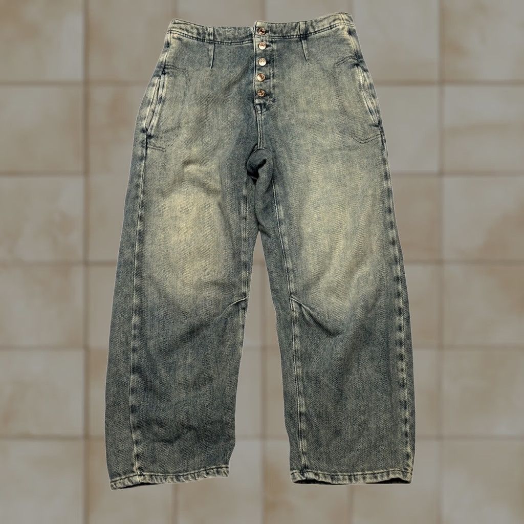 Vintage Free People We The Free Women's 30 Barrel Jeans Blue Boho Indie Size 30" / US 8 / IT 44 - 1 Thumbnail