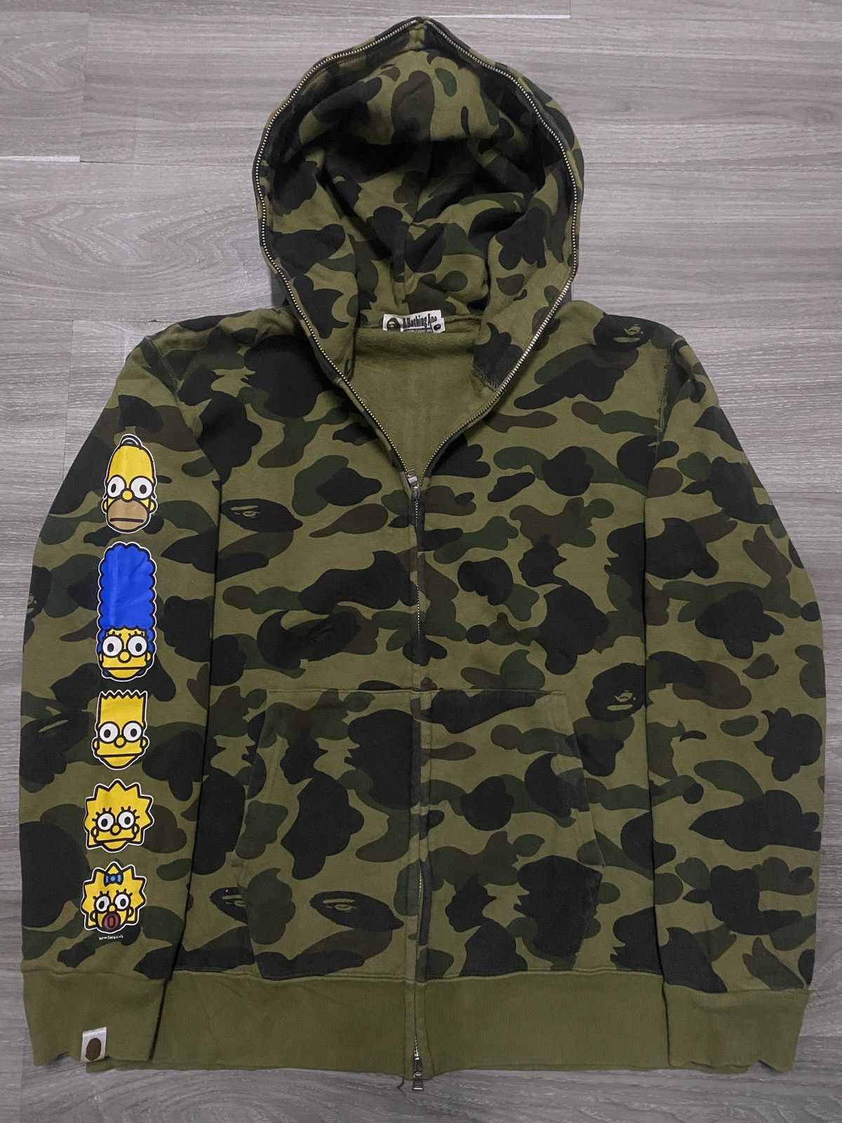 Bape RARE - BAPE X THE SIMPSONES GREEN CAMO FULL ZIP HOODIE Size US XL / EU 56 / 4 - 1 Thumbnail