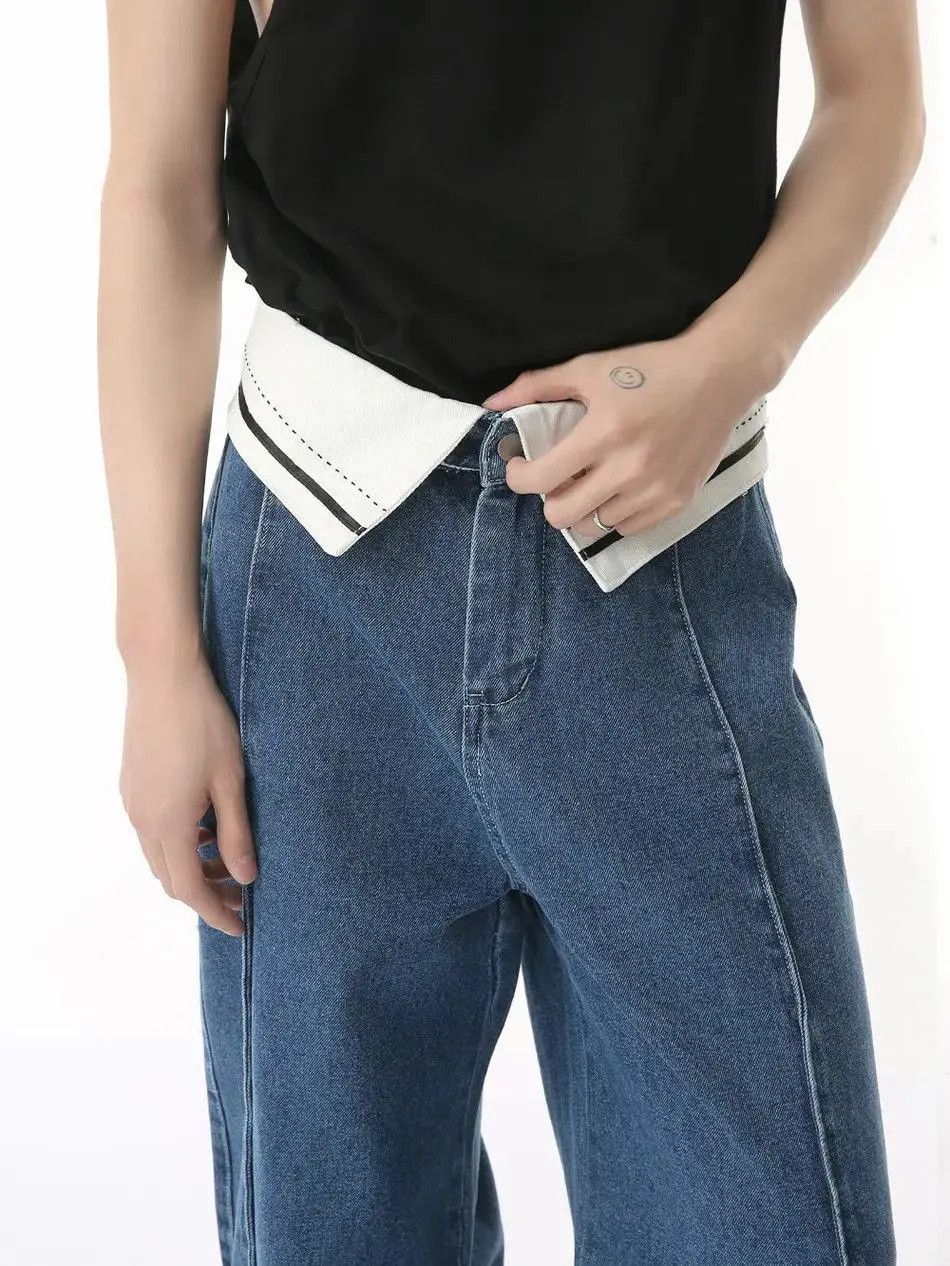 Japanese Brand Retro loose wide leg high street jeans Size US 32 / EU 48 - 3 Thumbnail