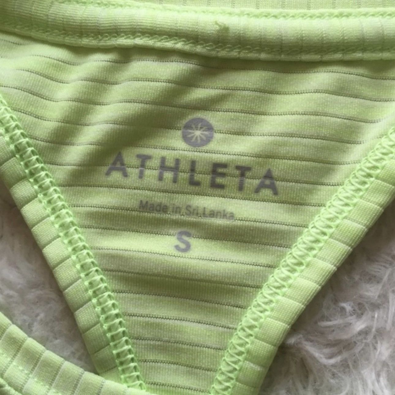 Athleta ATHLETA Neon Lime Green Ribbed Striped Workout Tank Top Size S / US 4 / IT 40 - 7 Thumbnail