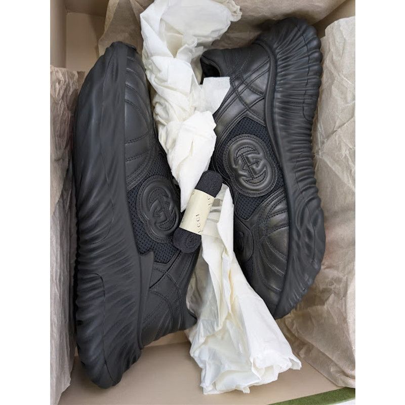 Gucci o1rshd1 Ripple Leather Sneakers in Black Size US 11.5 / EU 44-45 - 18 Thumbnail