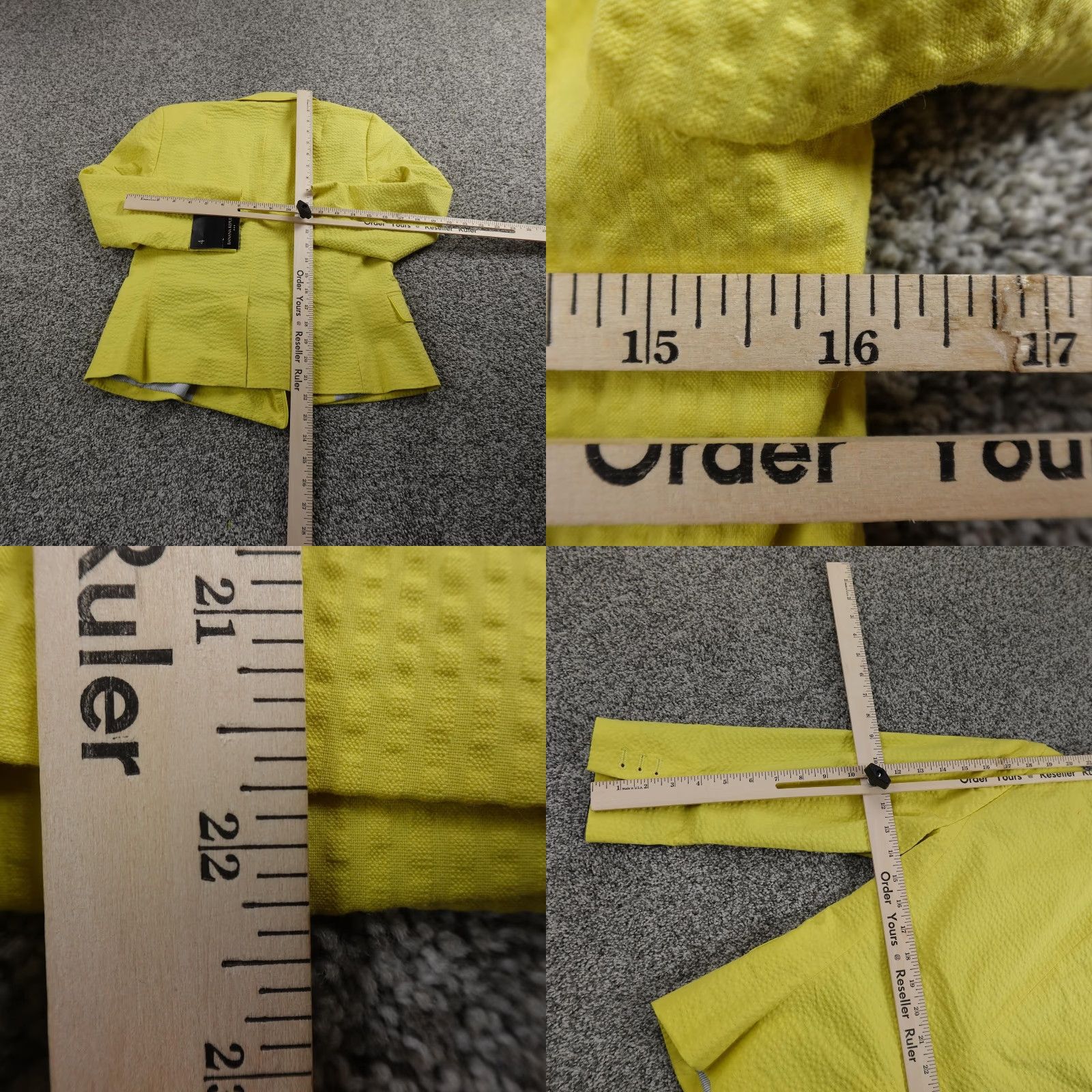 Banana Republic Banana Republic Blazer Womens 4 Yellow Seersucker Sport Coat Jacket Button Collared Lined Pockets Short Length Size S / US 4 / IT 40 - 8 Thumbnail