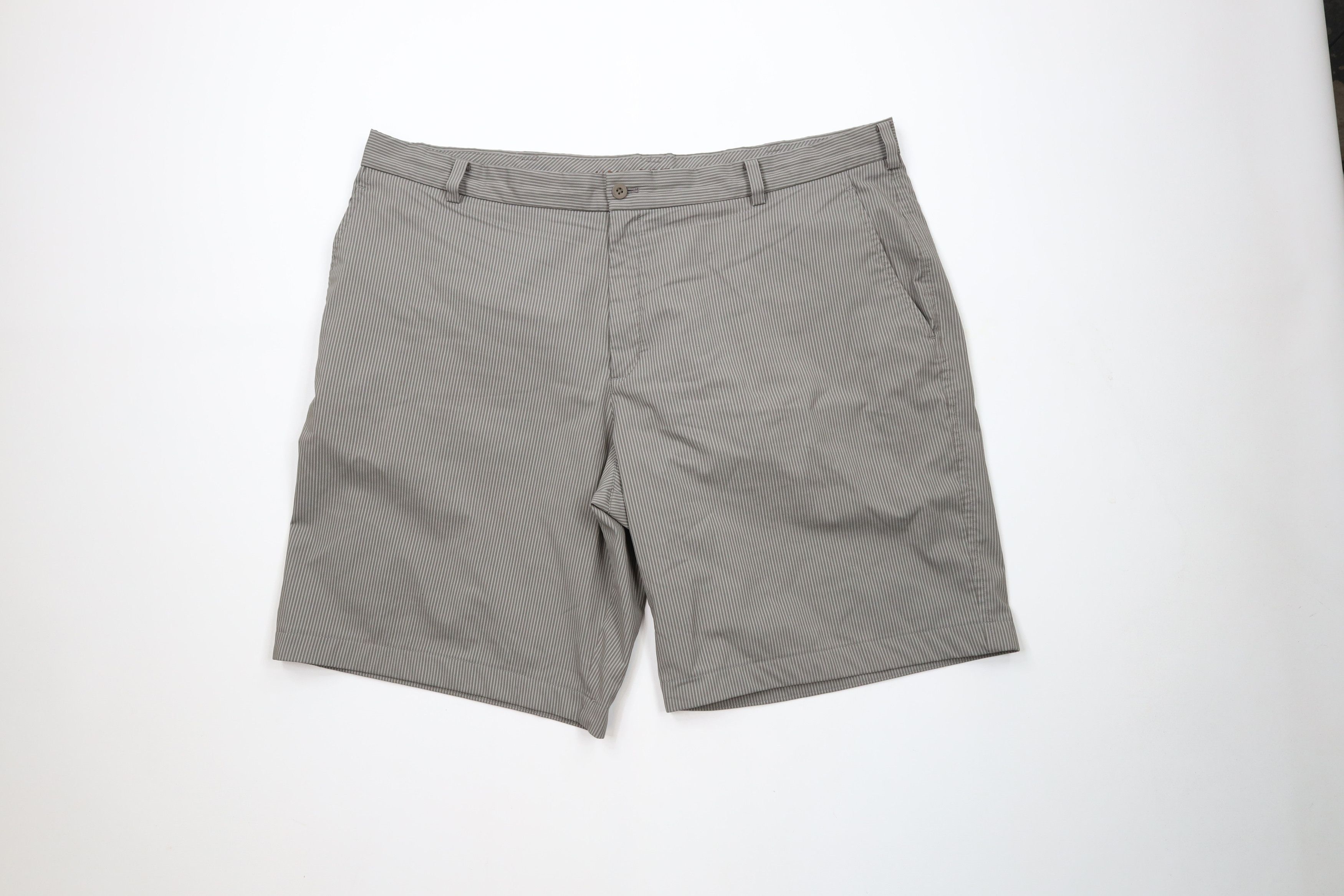 Nike × Vintage Nike Golf Striped Flat Front Tech Golfing Chino Shorts Gray Size US 42 / EU 58 - 1 Thumbnail