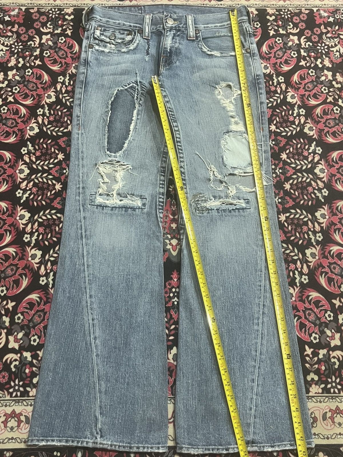 True Religion Vintage True Religion “Berkeley” Trashed Blue Flare Jeans Size US 30 / EU 46 - 12 Thumbnail