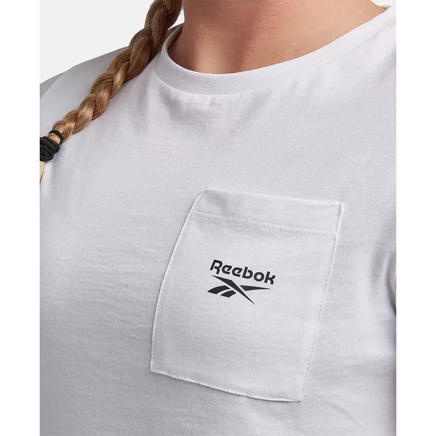 Reebok Reebok Women's Active Small-Logo Pocket Cotton T-Shirt, Whit Size L / US 10 / IT 46 - 2 Thumbnail
