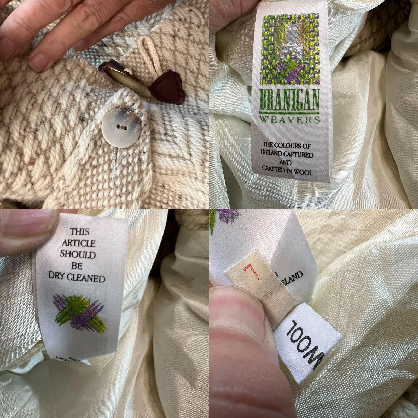 Vintage Weavers Irish Wool Hooded Jacket Womens Size L Ivory Geometric Classic Fall Winter Size L / US 10 / IT 46 - 8 Thumbnail
