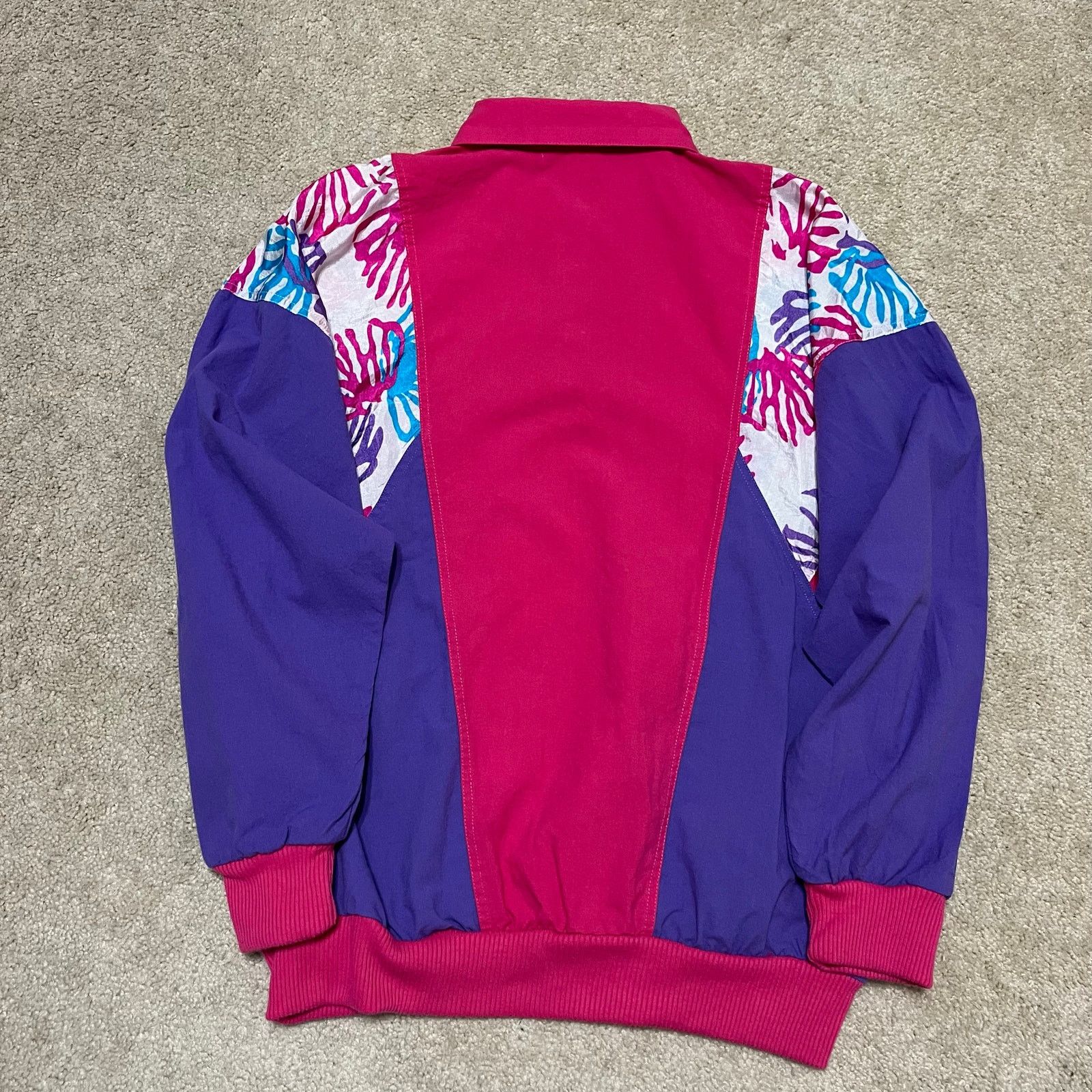 Other Casual Isle Colorblock Polo Sweatshirt Magenta Purple Floral Size M / US 6-8 / IT 42-44 - 2 Thumbnail