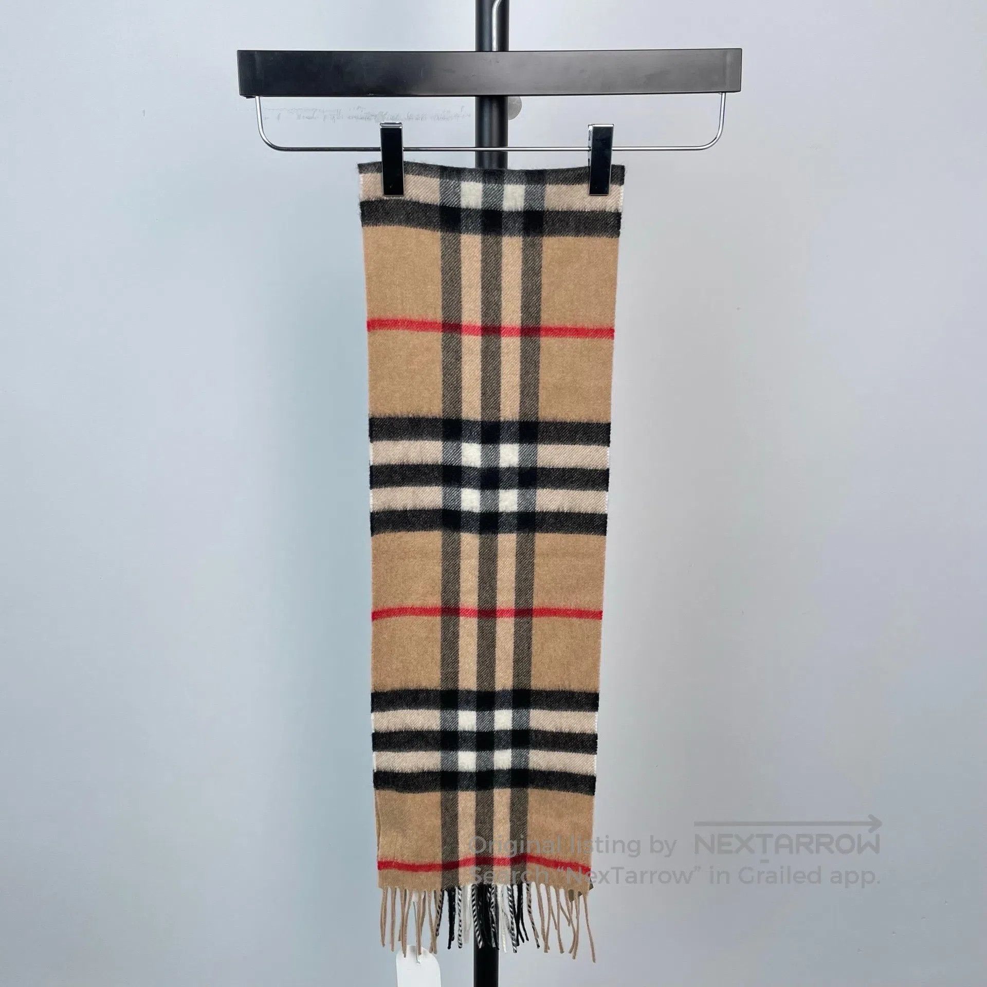 Burberry Burberry Brown Plaid Cashmere Fringe Scarf| Size ONE SIZE - 3 Thumbnail