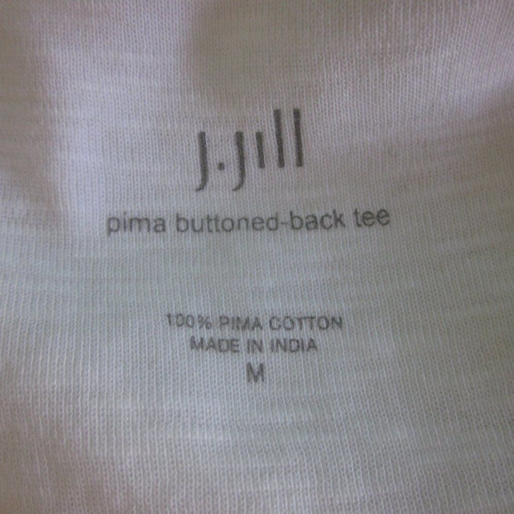 Eileen Fisher J. Jill Pima White Cotton Buttoned Back Tee Sz M Size M / US 6-8 / IT 42-44 - 3 Thumbnail