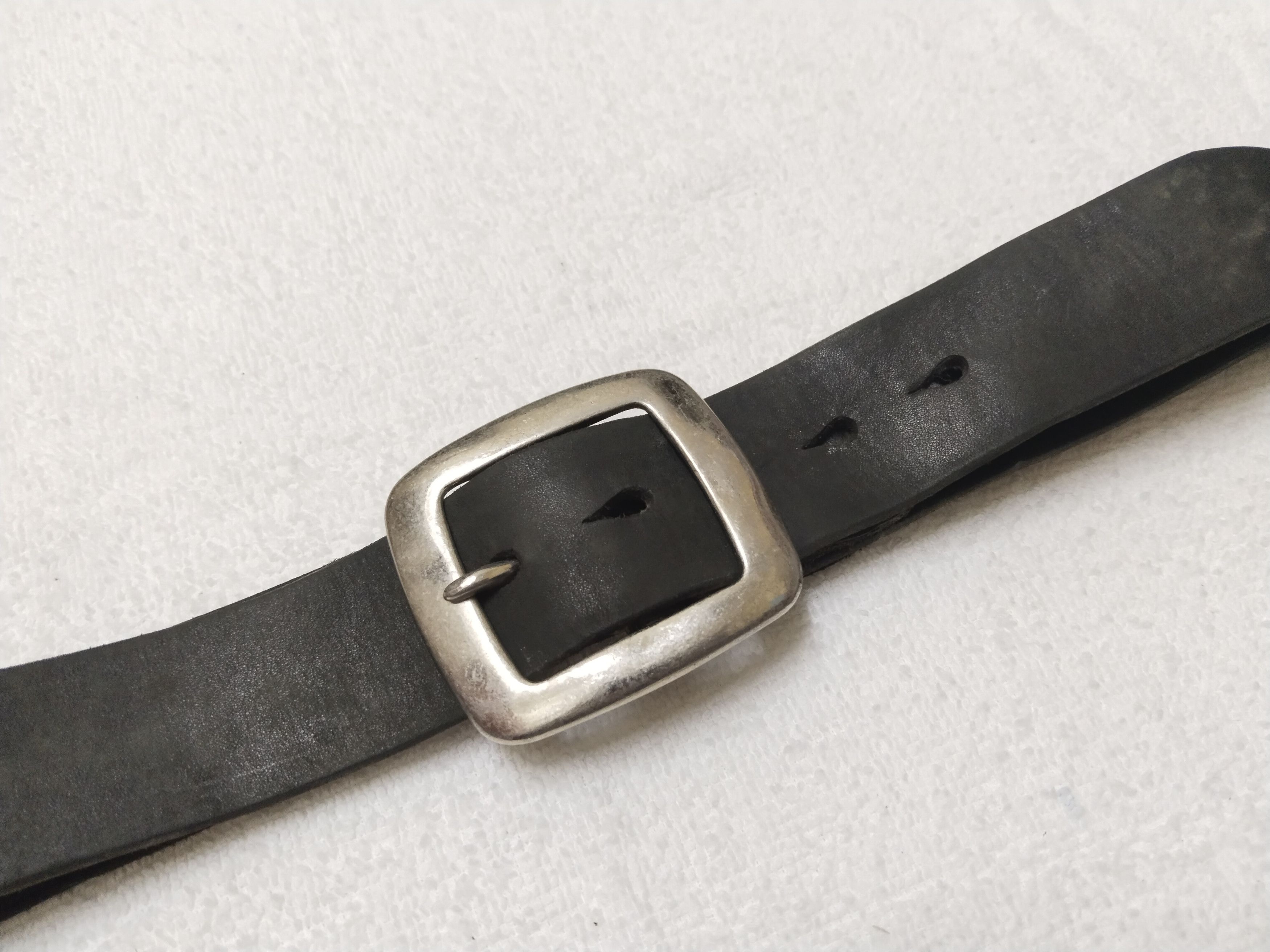 Japanese Brand × Vintage Vintage Black Leather Belt Waist 44-48 Size 46 - 2 Thumbnail