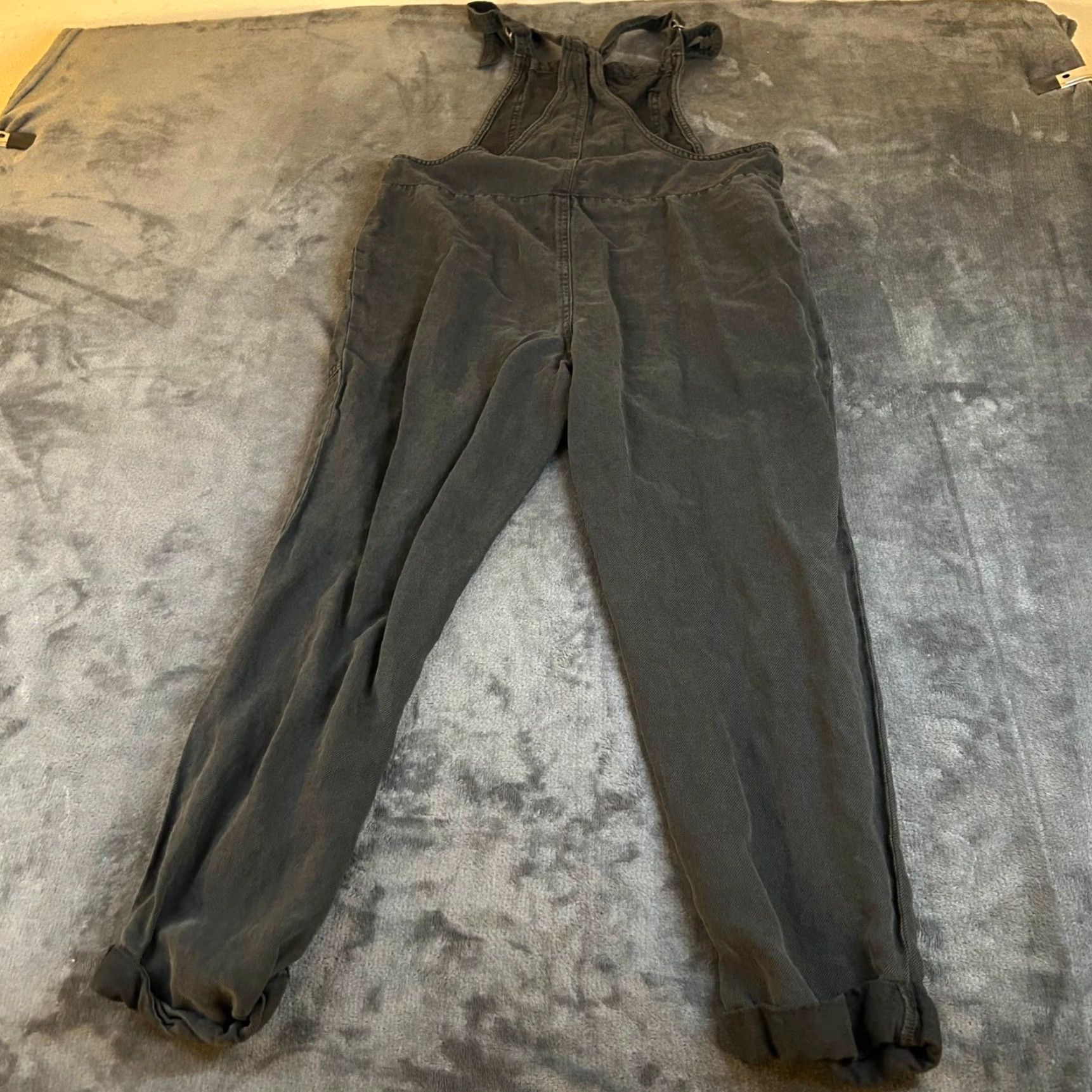 Vintage Aerie Overalls Jumpsuit One-Piece Casual Linen Lyocell Gray Womens XS Adjustable Straps Pockets Solid Sleeveless Size 26" / US 2 / IT 38 - 3 Thumbnail