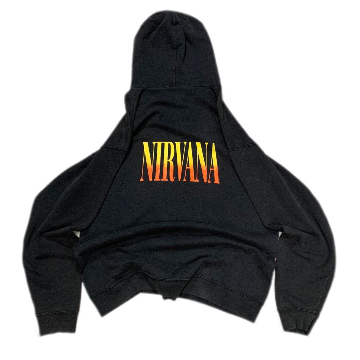Fruit Of The Loom Y2k / 90s Vintage faded Black Nirvana print Hoodie sweater Size US XL / EU 56 / 4 - 2 Thumbnail