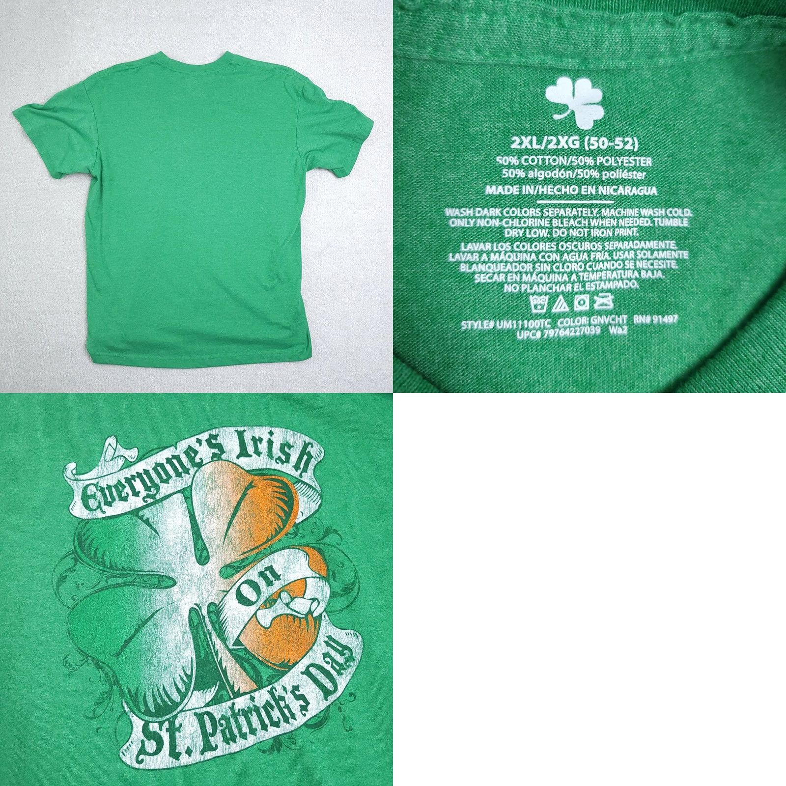 Vintage St Patrick's Day T Shirt Mens 2XL Crewneck Short Sleeve Everyone's Irish Green 2XL Mens 90s Logo Clover Size US XXL / EU 58 / 5 - 8 Thumbnail
