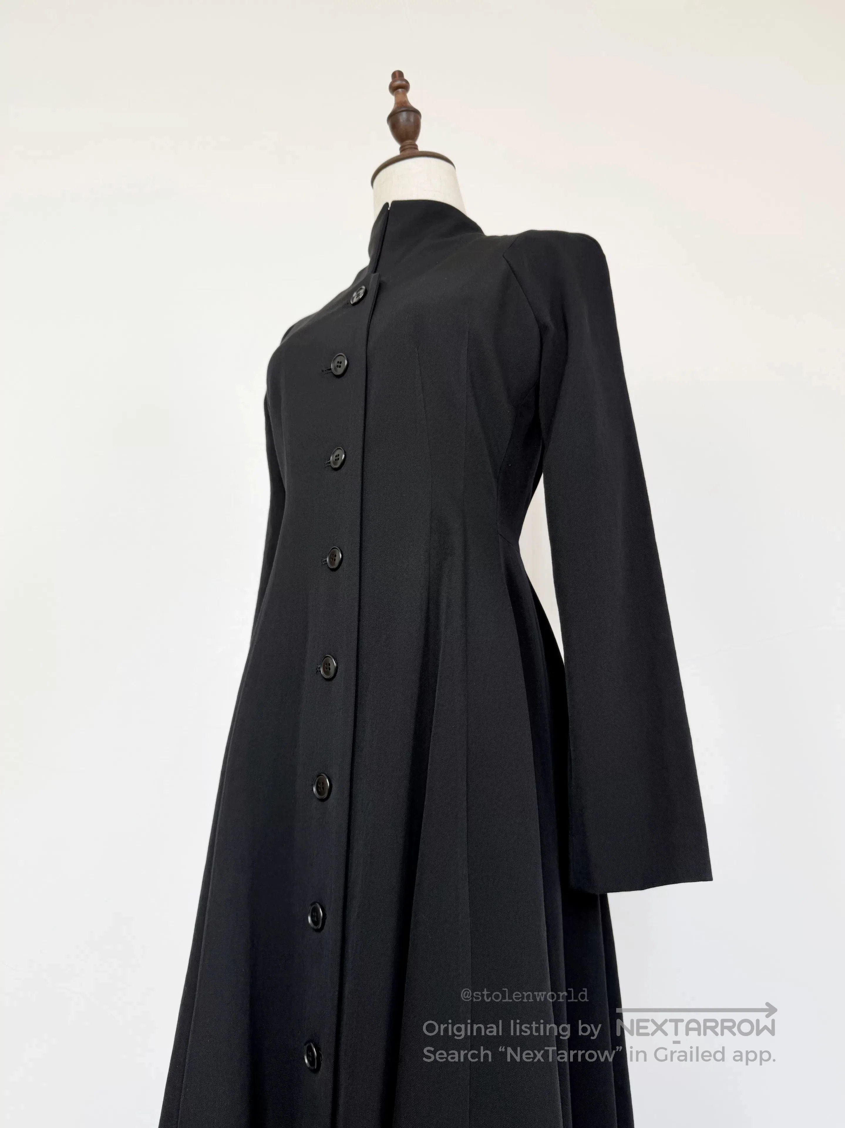 Yashi Yamamuri elegant black long wool dress. Size M / US 6-8 / IT 42-44 - 3 Thumbnail