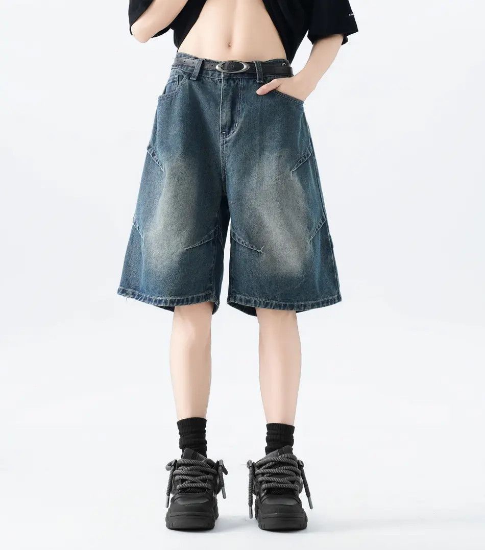 Japanese Brand Straight washed pleated denim shorts Size US 32 / EU 48 - 2 Thumbnail