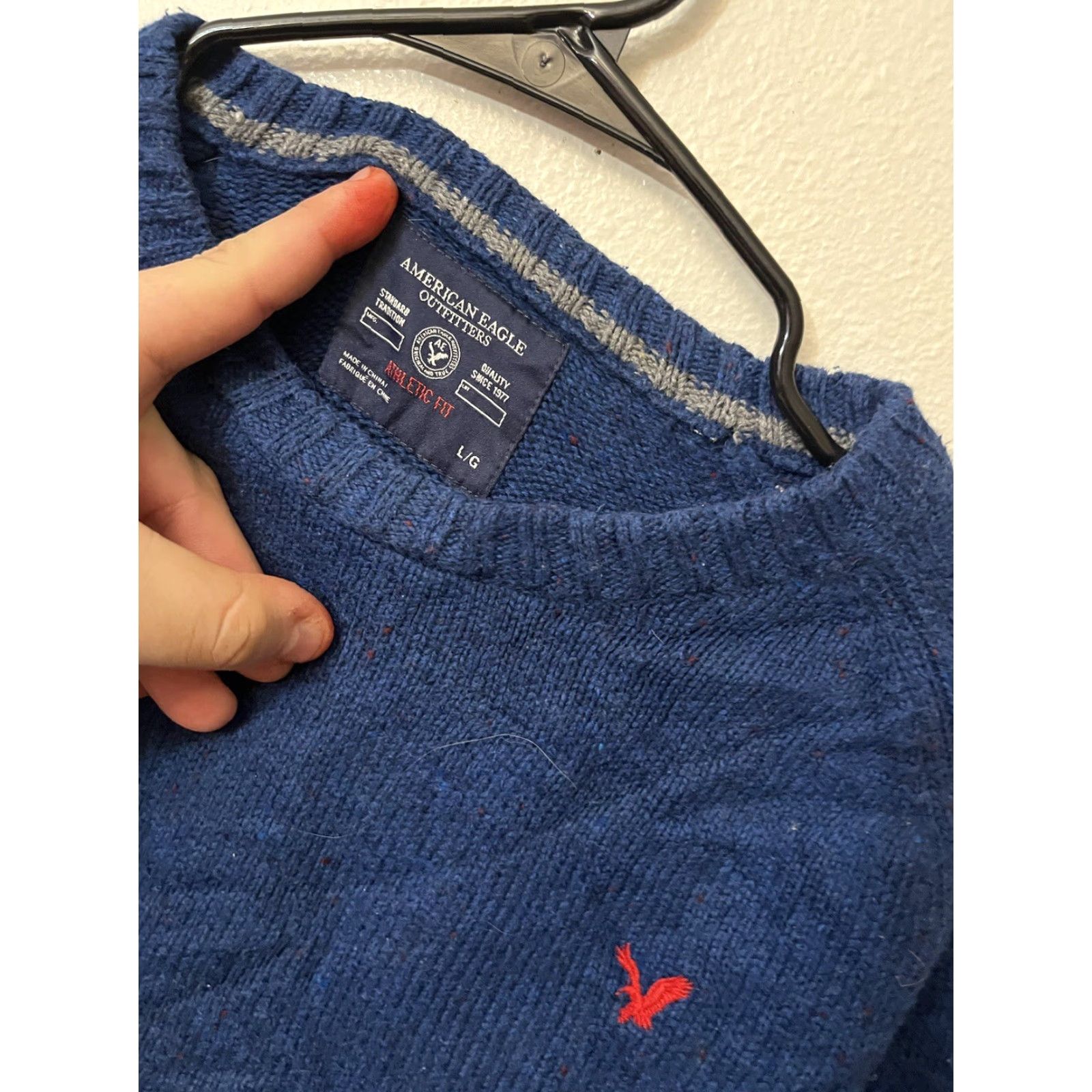 American Eagle Outfitters AMERICAN EAGLE Men’s Blue Crewneck Elbow Patch Sweater Size L Size US L / EU 52-54 / 3 - 3 Thumbnail