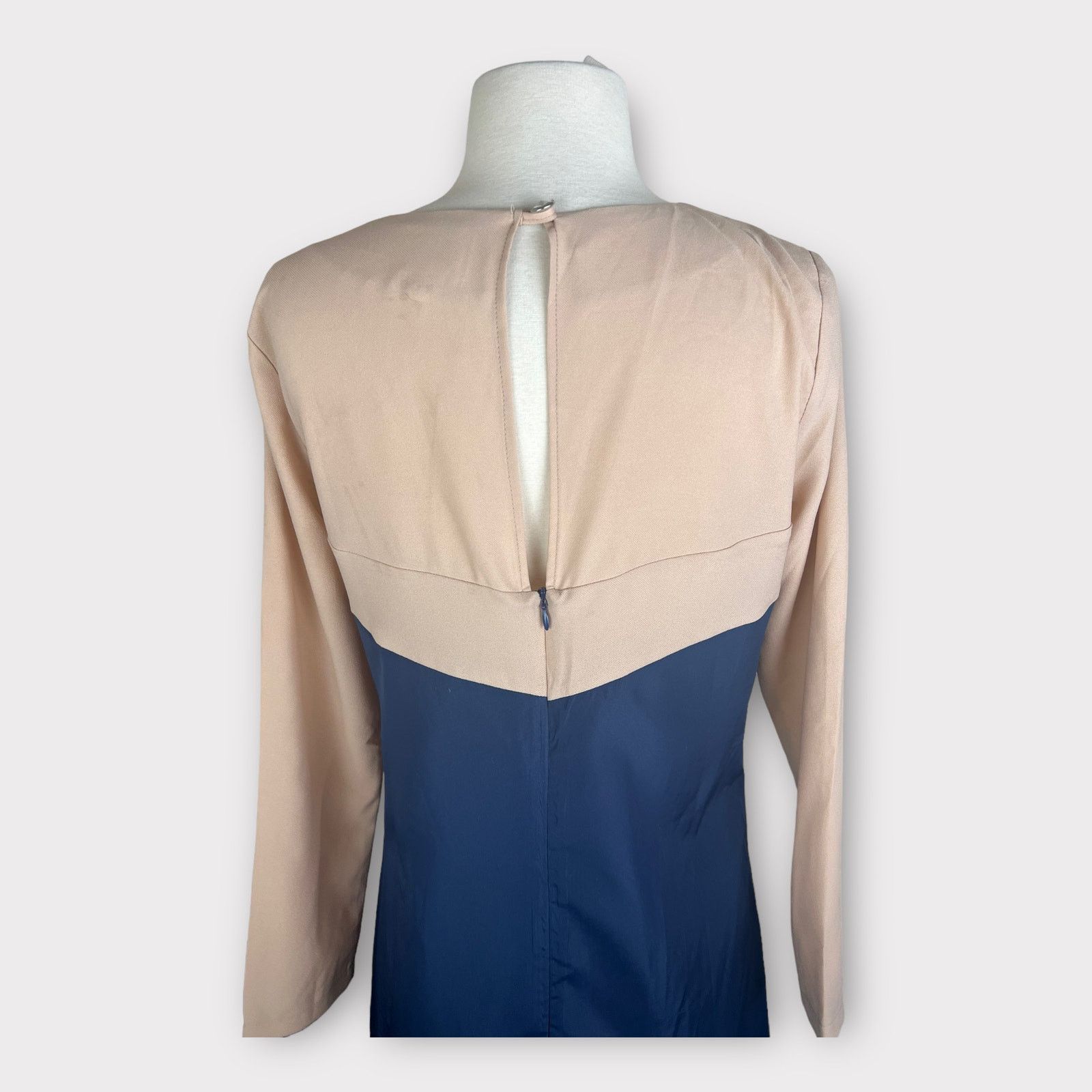 Nordstrom DPC by Dora Yim Colorblock Navy Tan Dress Modern Style Size M / US 6-8 / IT 42-44 - 7 Thumbnail