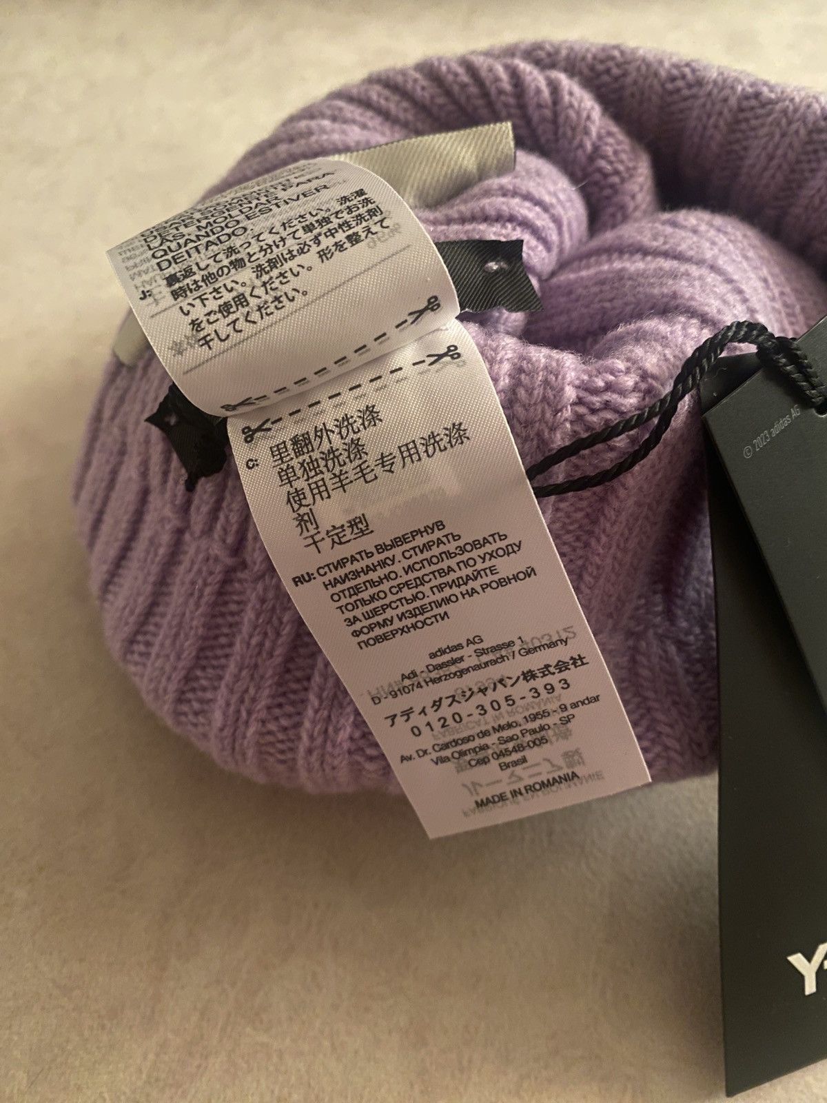 Adidas × Y-3 × Yohji Yamamoto Y-3 BEANIE KNIT LOGO LILAC Size ONE SIZE - 5 Thumbnail